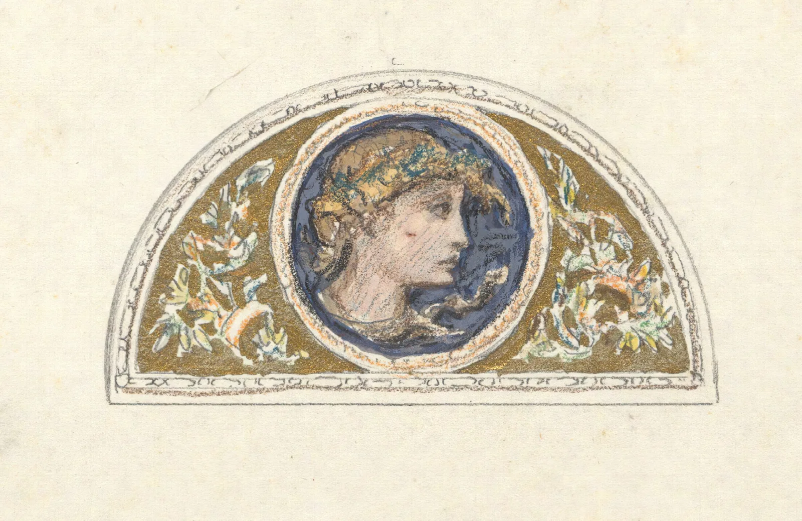 Study For Lunette With Female Head Wall Art by Elihu Vedder - Canvas Print