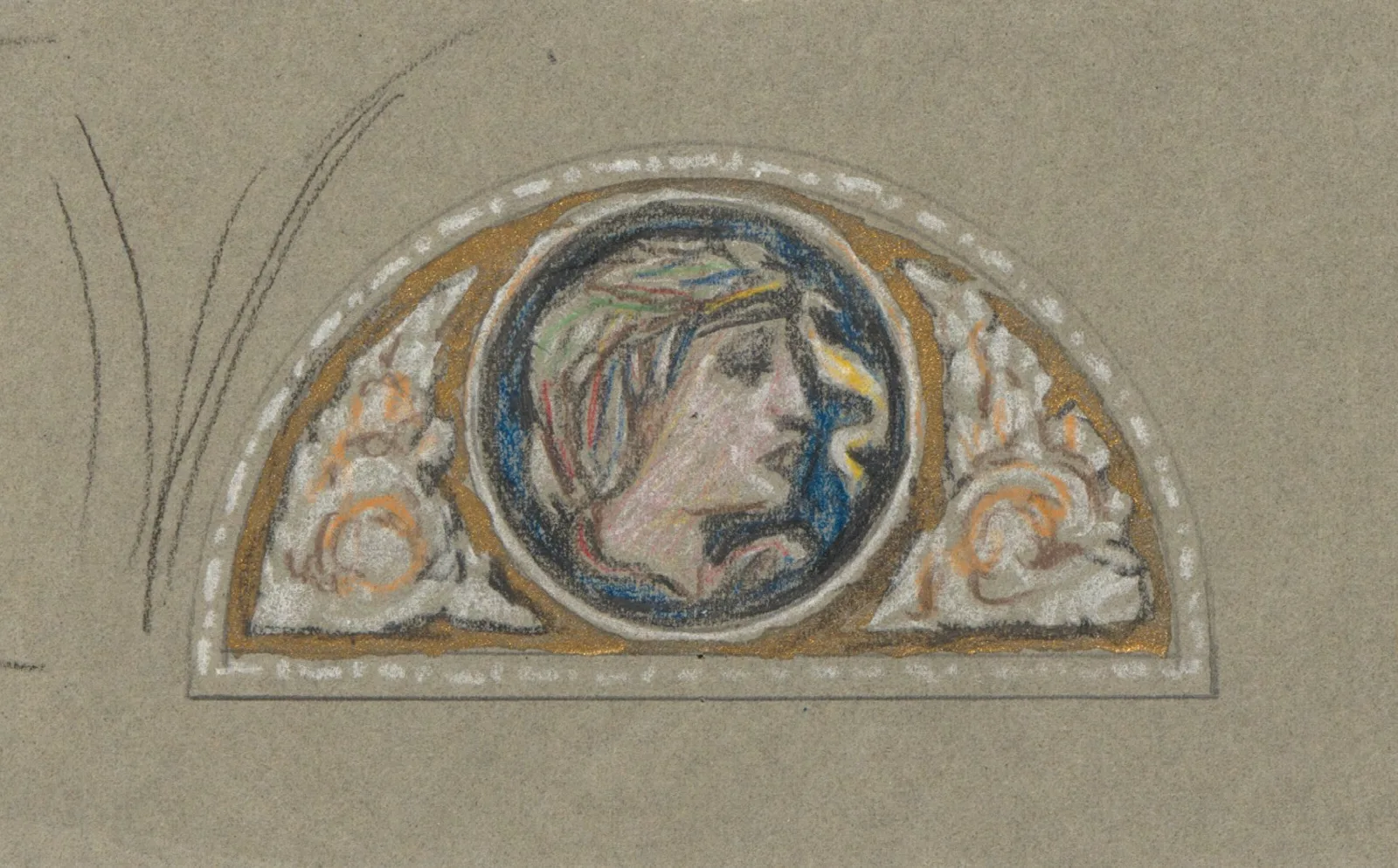 Study For Lunette With Female Head 2 Wall Art by Elihu Vedder - Canvas Print