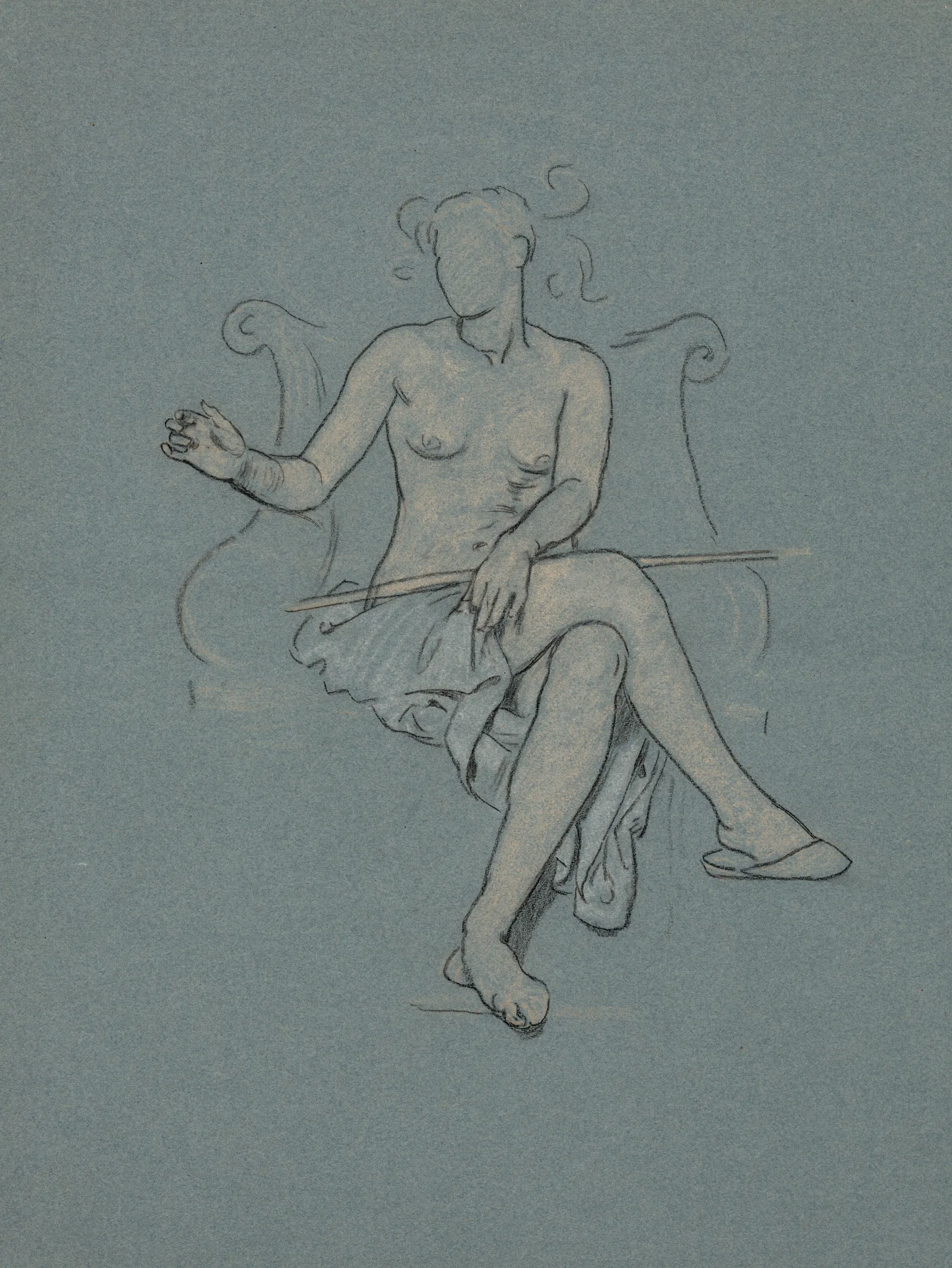 Study For Figure In Corrupt Legislation Without Scale Wall Art by Elihu Vedder - Canvas Print