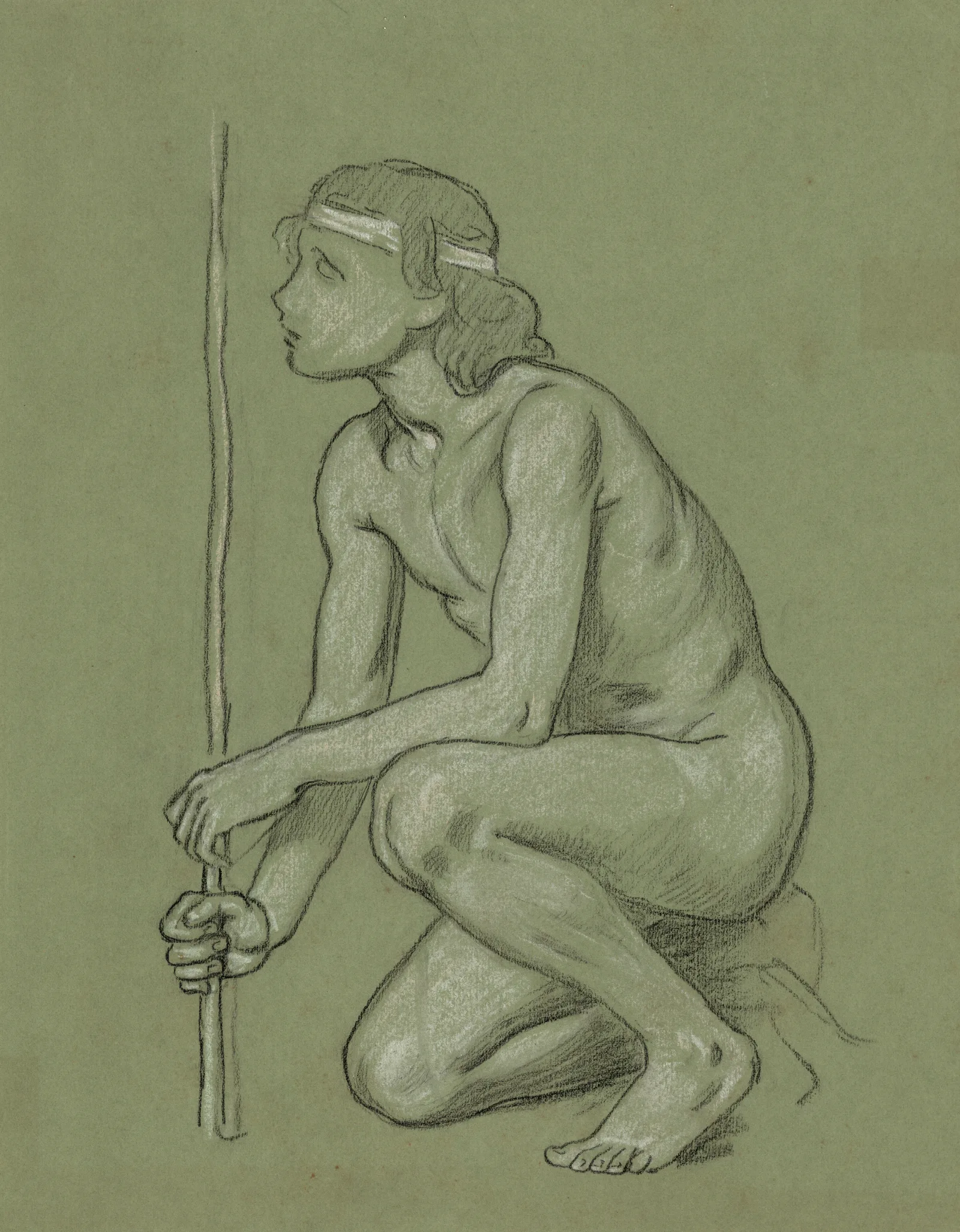 Study For Figure Of Agriculture In The Mural Peace And Prosperity Wall Art by Elihu Vedder - Canvas Print