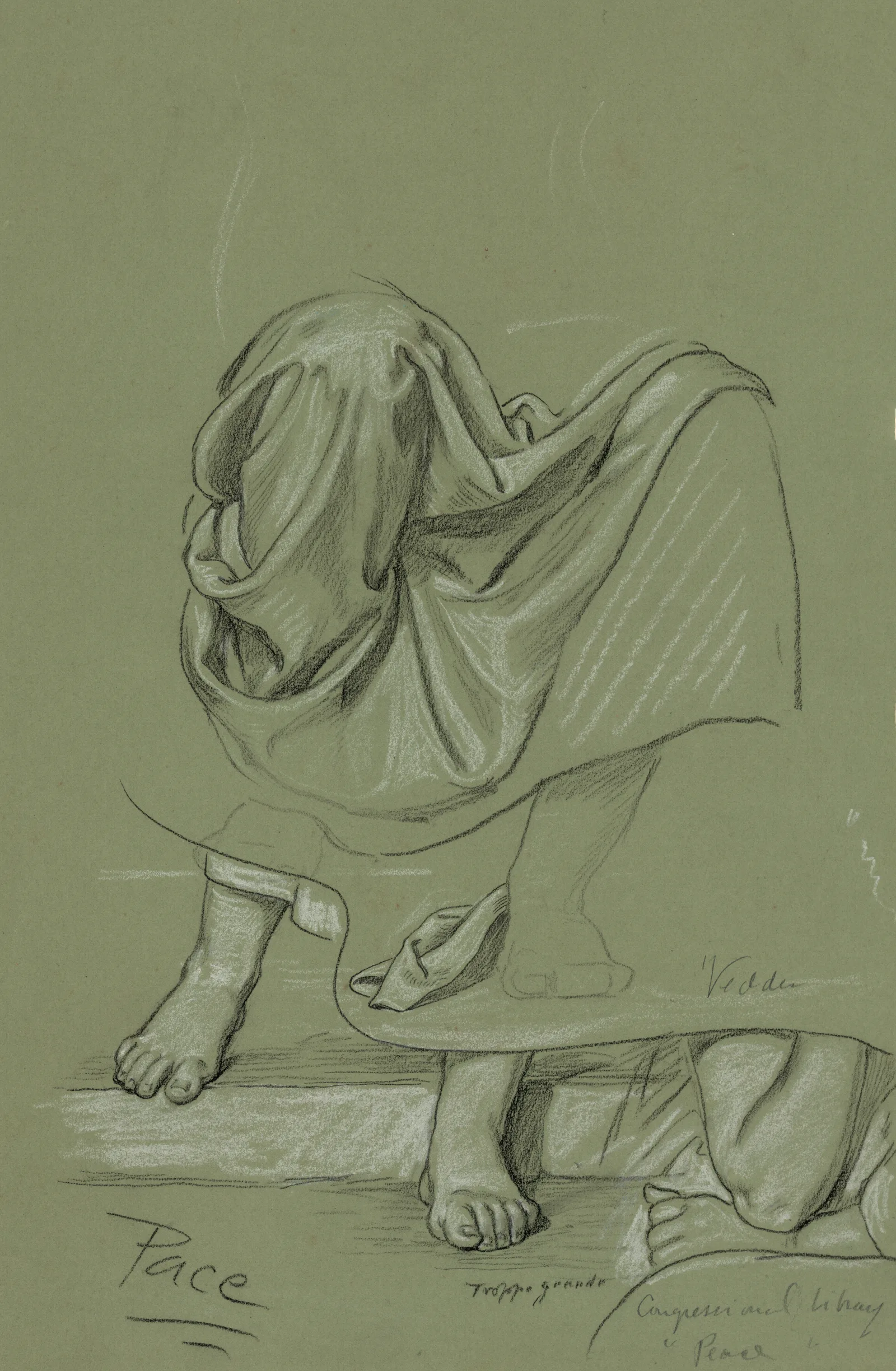 Study Of Drapery And Details Of Feet And An Elbow Wall Art by Elihu Vedder - Canvas Print