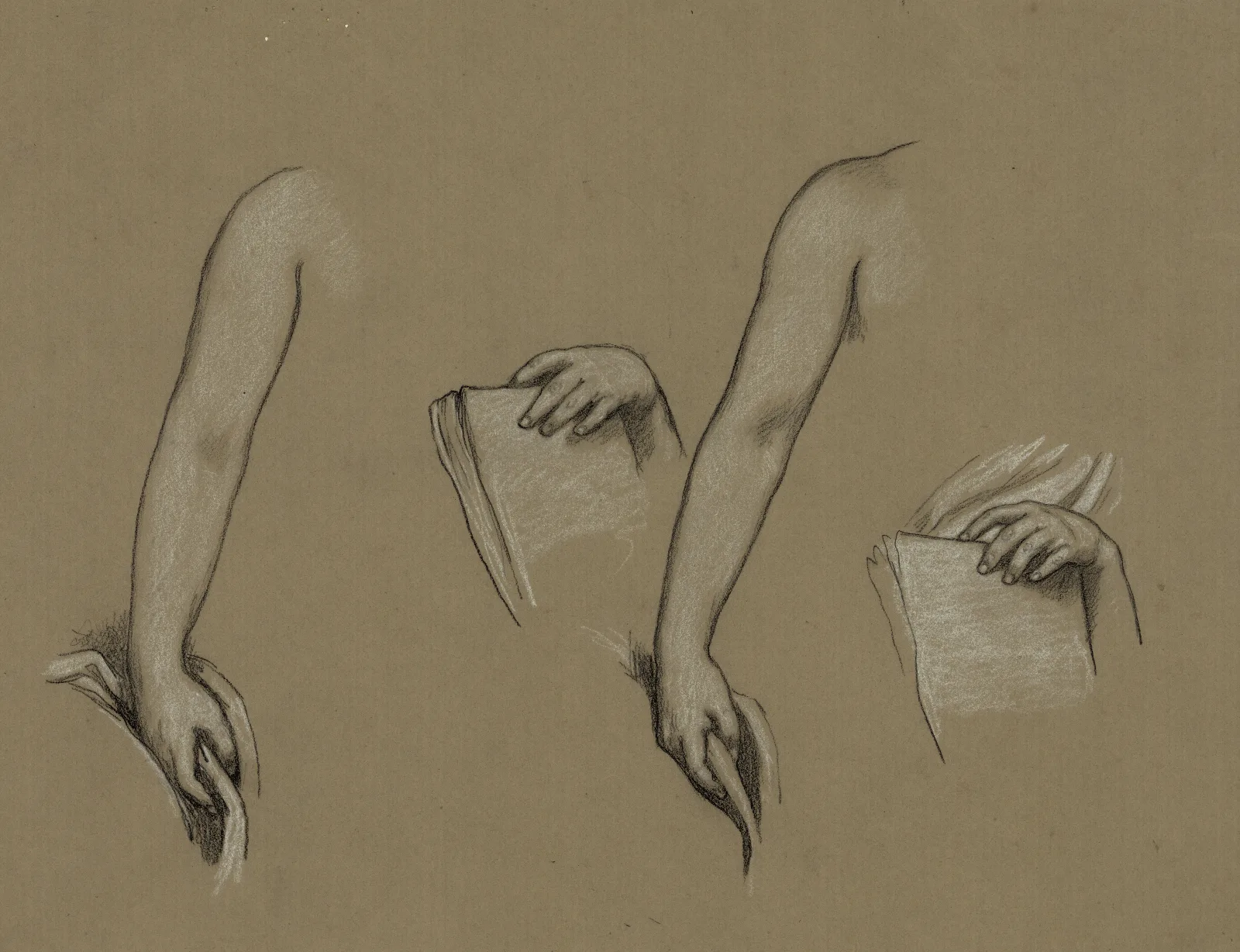 Study Of Figure Holding Cloth And Book Wall Art by Elihu Vedder - Canvas Print