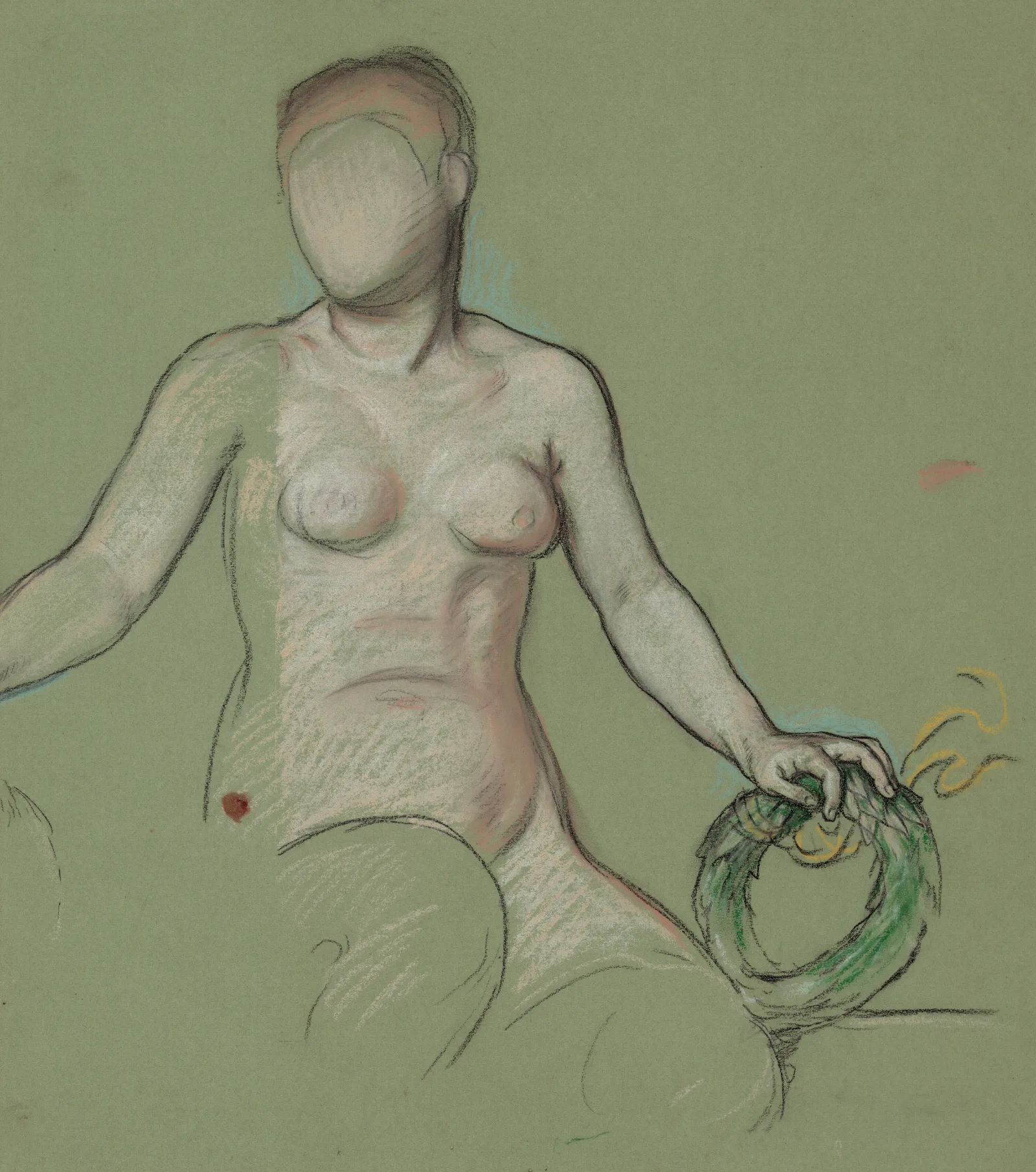 Study Of The Figure Of Peace In Peace And Prosperity Holding A Green Wreath Wall Art by Elihu Vedder - Canvas Print