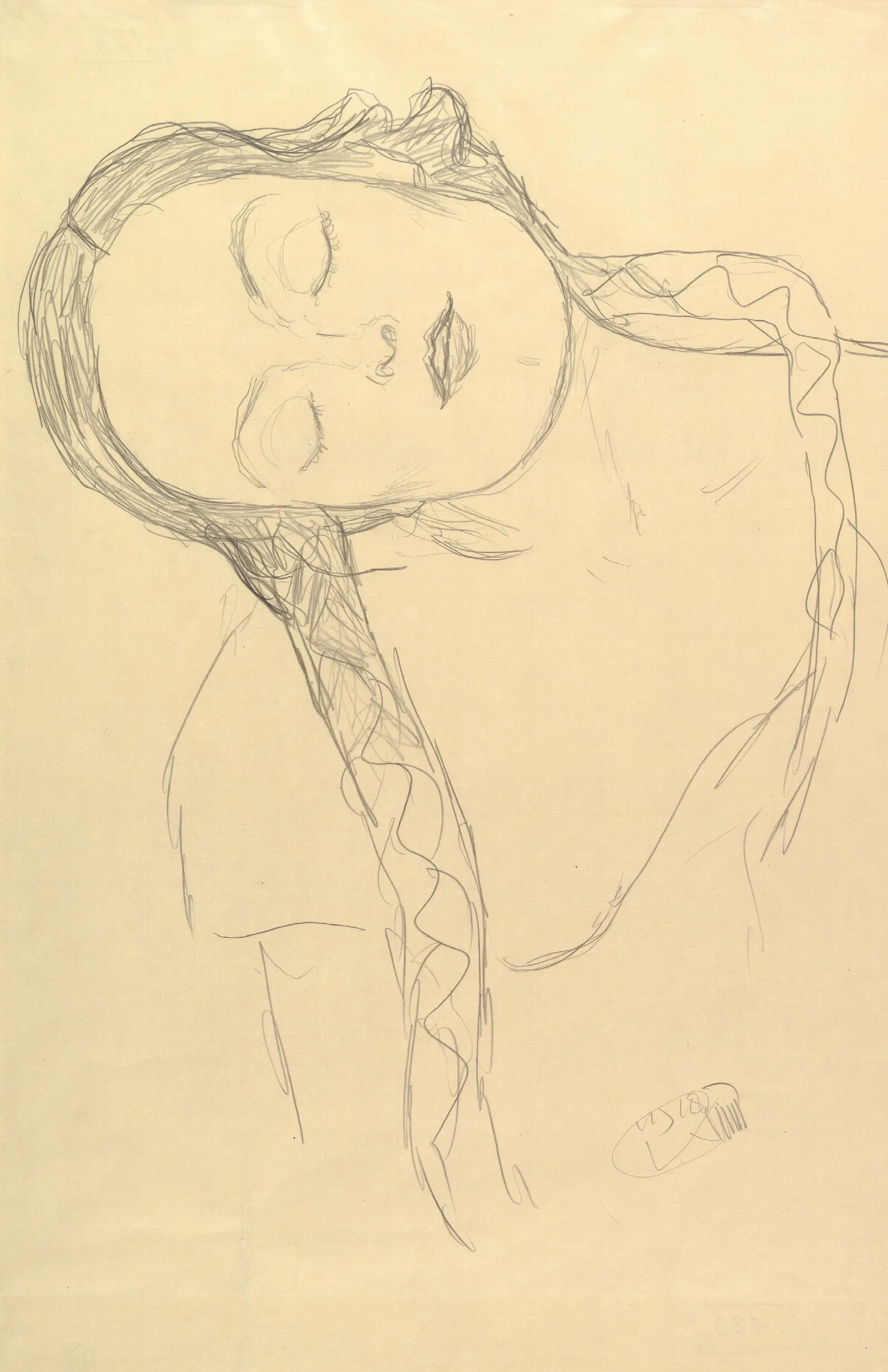 Half Figure Of A Young Woman Wall Art by Gustav Klimt - Canvas Print
