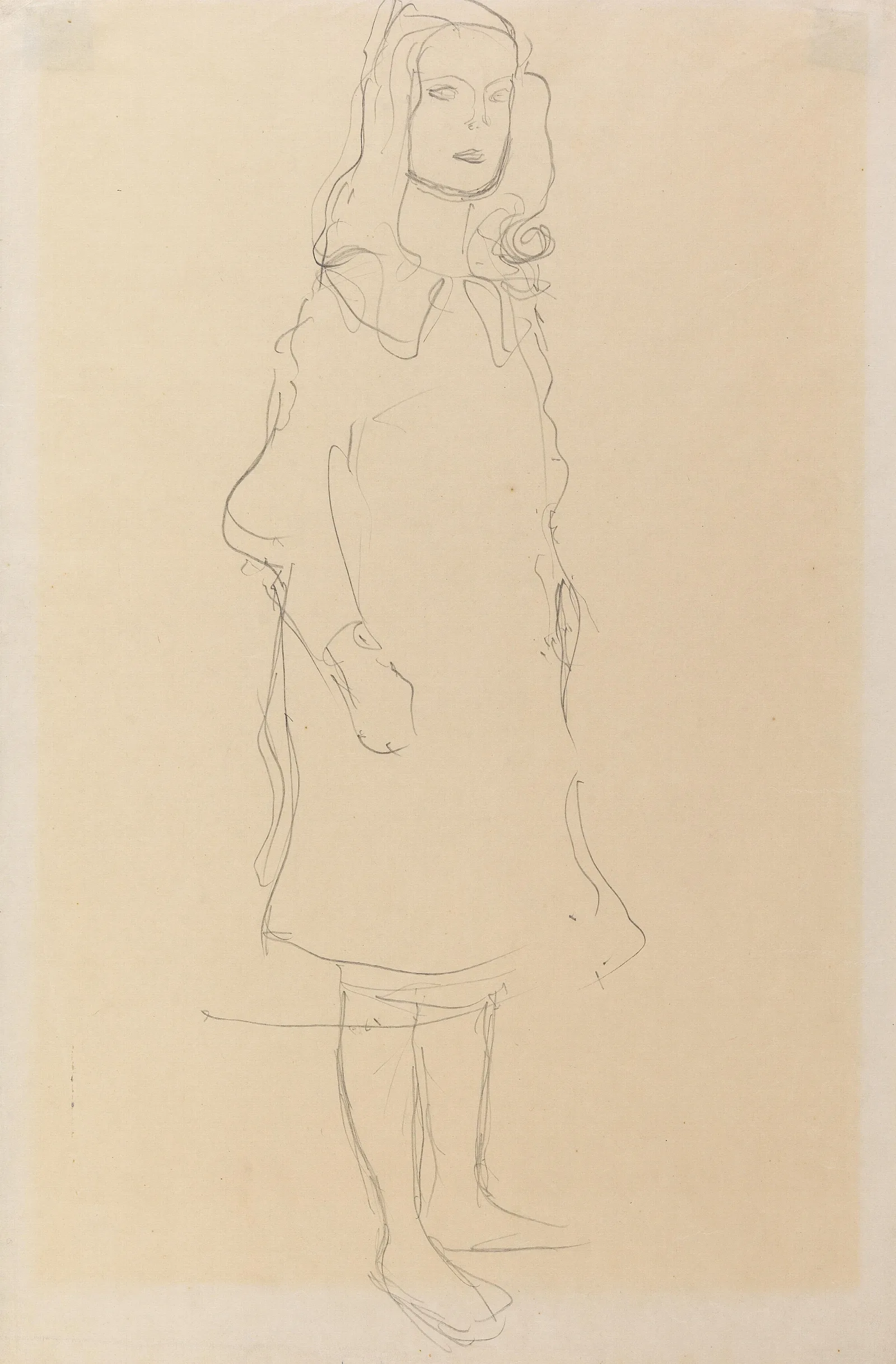 Mada Primavesi With Coat Standing Wall Art by Gustav Klimt - Canvas Print