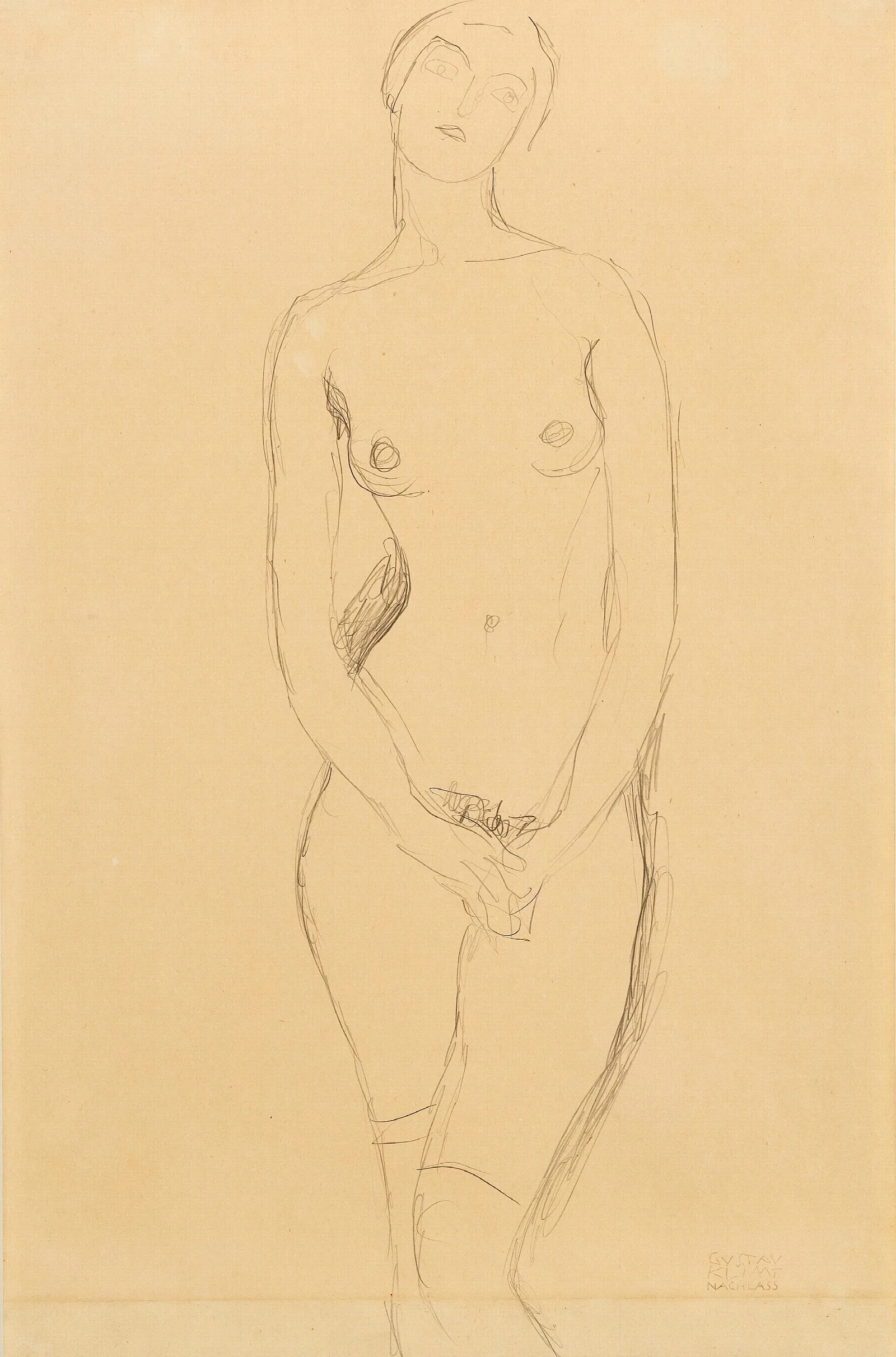 Standing Female Nude 11 Wall Art by Gustav Klimt - Canvas Print