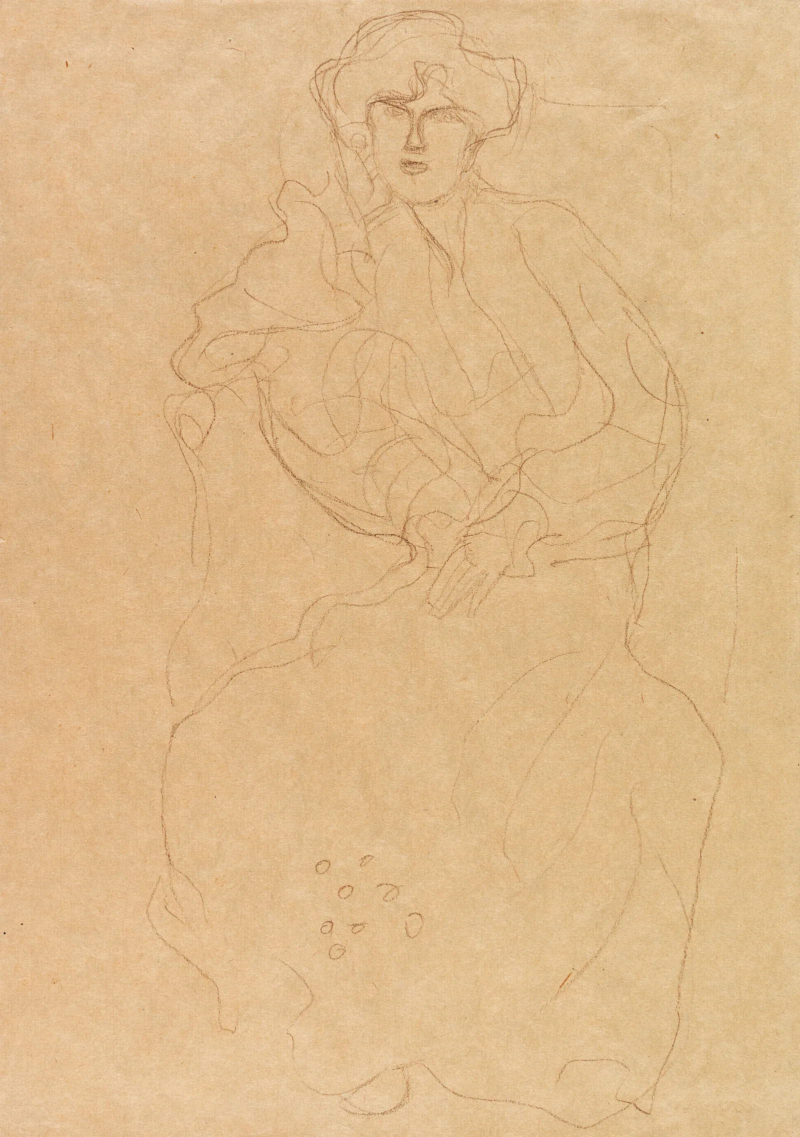 Im Lehnstuhl Sitzende Von Vorne Wall Art by Gustav Klimt - Canvas Print