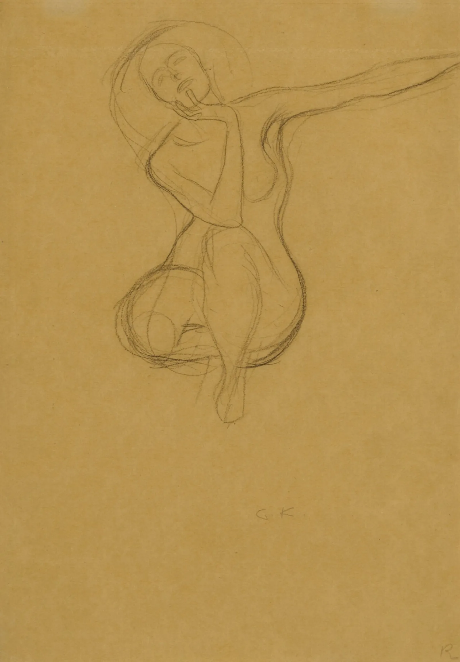 Hockender Weiblicher Akt Squatting Female Nude Wall Art by Gustav Klimt - Canvas Print