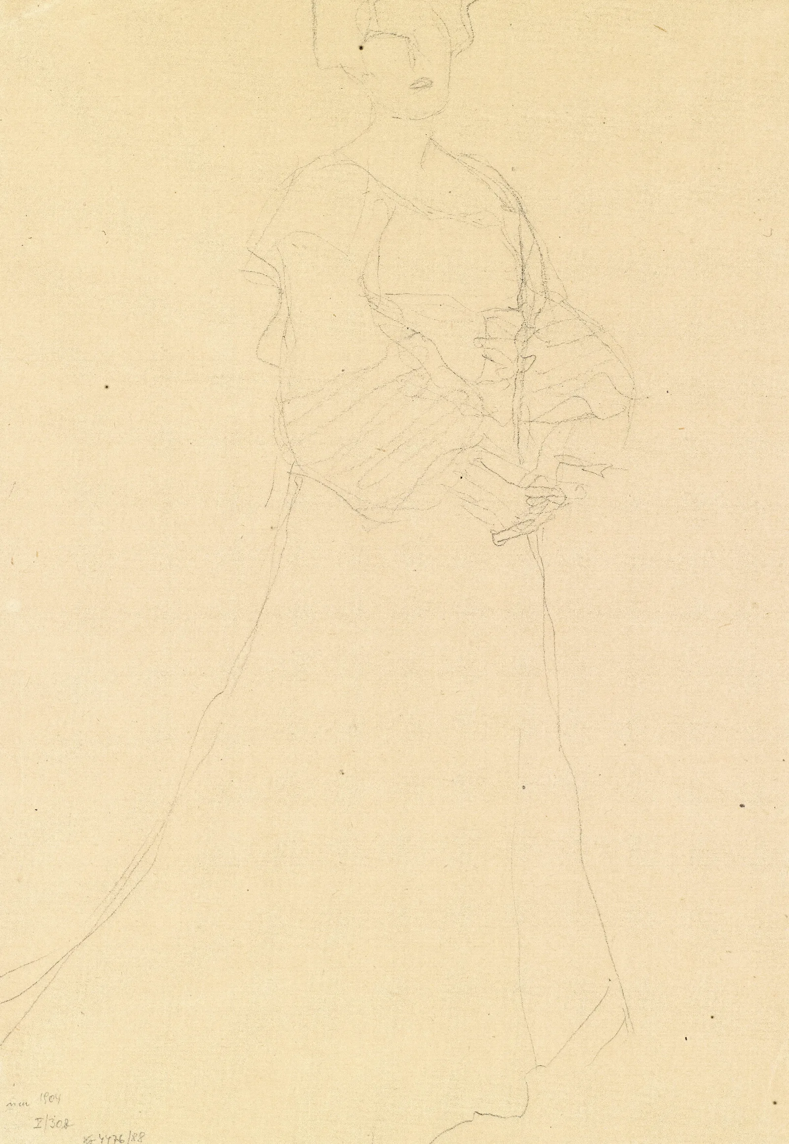 Stehende Dame Nach Rechts Wall Art by Gustav Klimt - Canvas Print