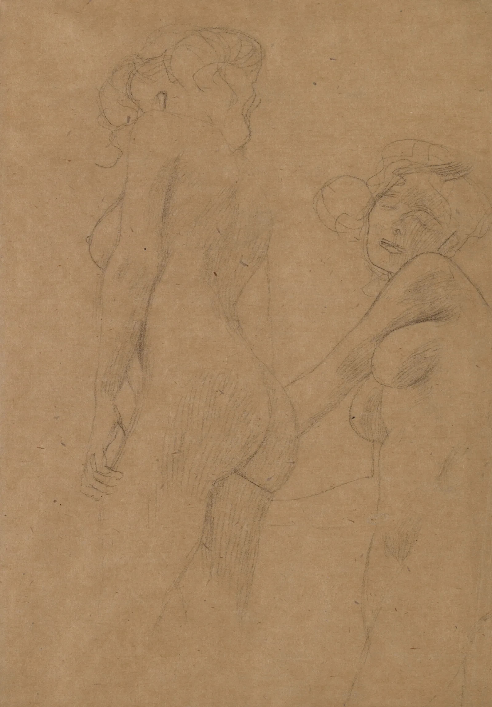 Two Female Nudes Standing Wall Art by Gustav Klimt - Canvas Print