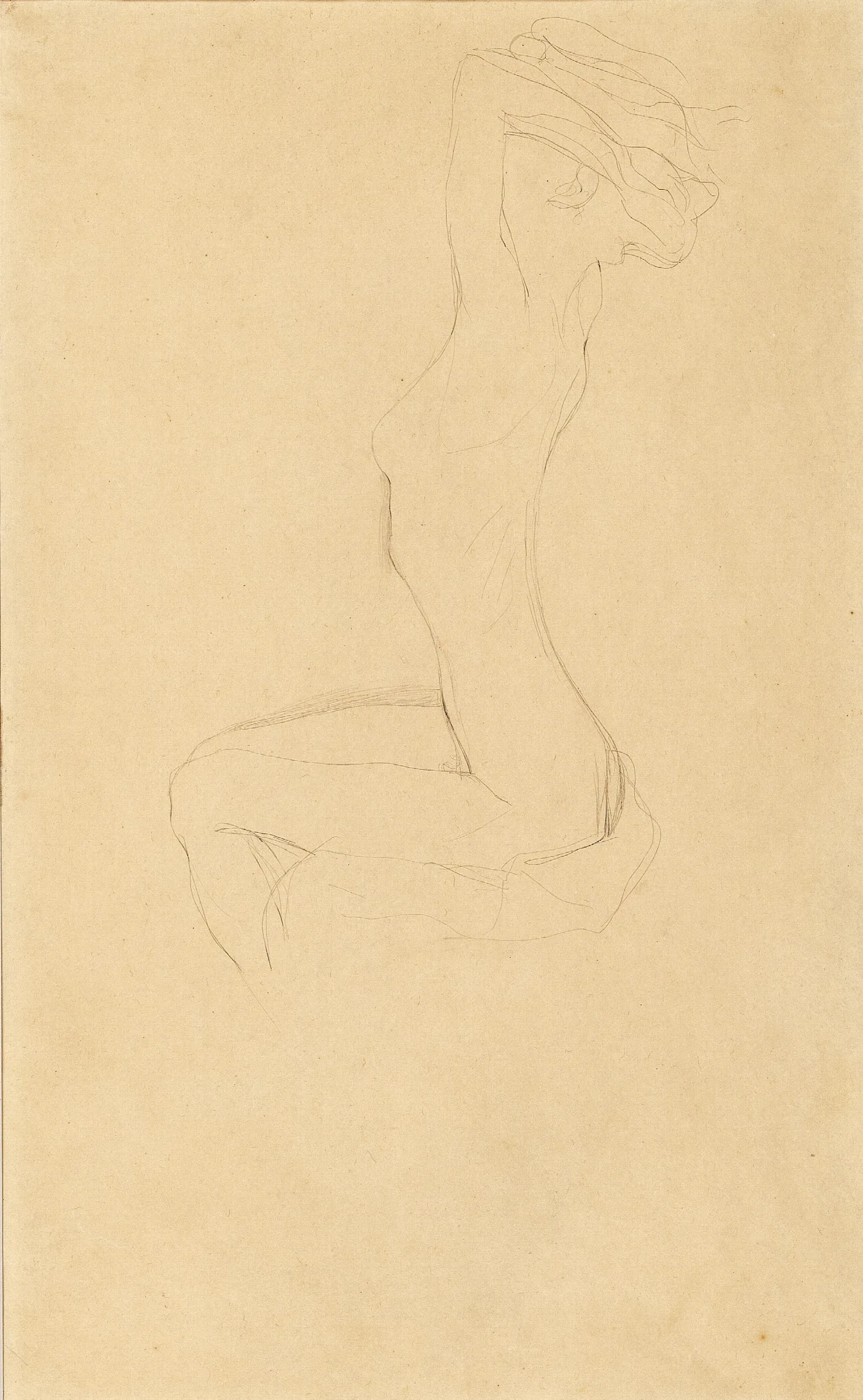 Sitting Girl Nude With Raised Arms Wall Art by Gustav Klimt - Canvas Print