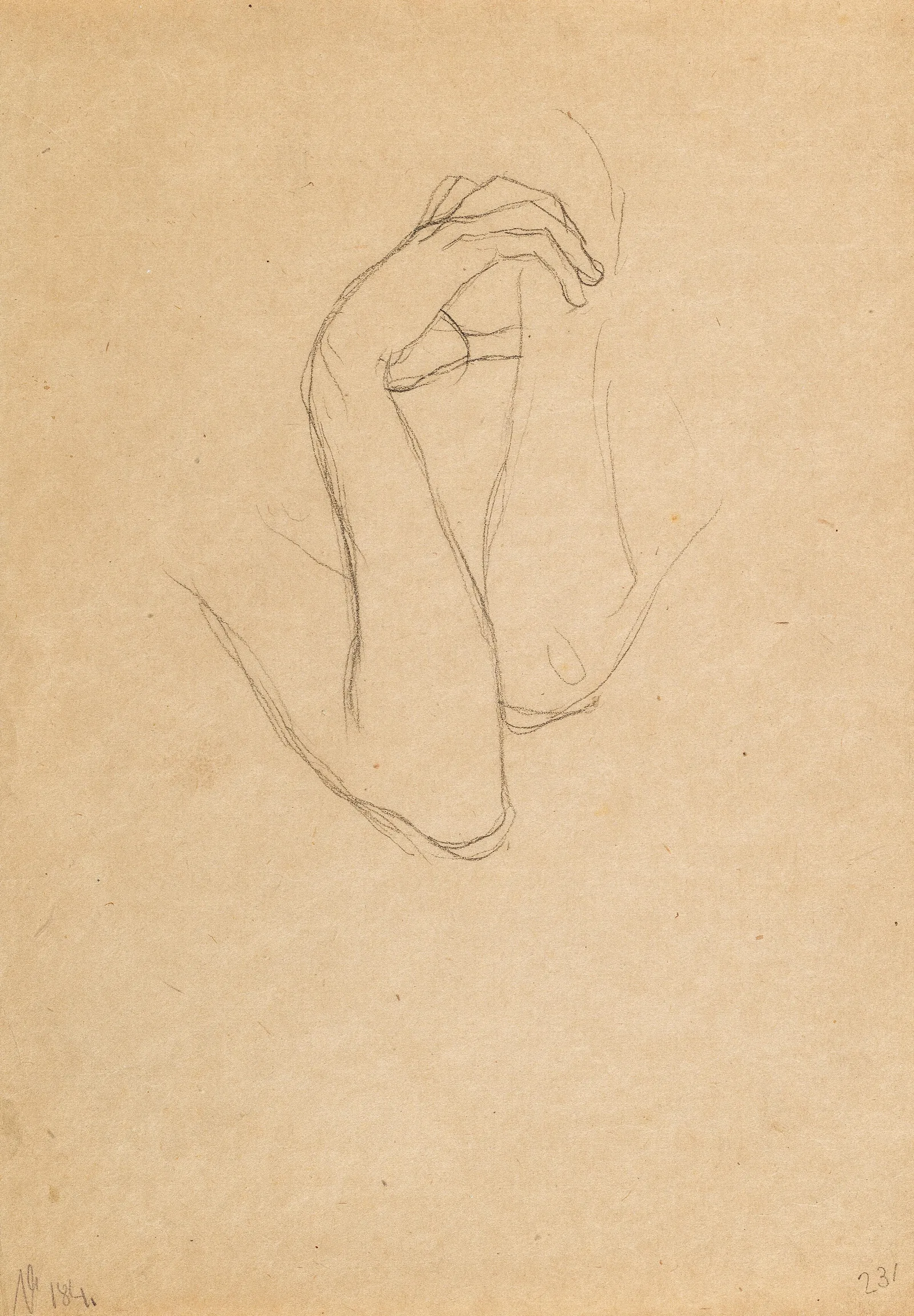 Hand And Arm Studies For Die Kunste In Beethovenfries Wall Art by Gustav Klimt - Canvas Print