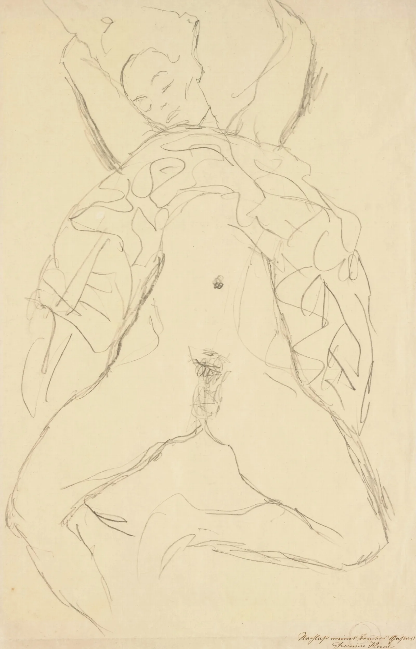 Aktstudie Fur Die Rechte Figur In Der Braut Nude Study For The Right Figure In The Bride Wall Art by Gustav Klimt - Canvas Print