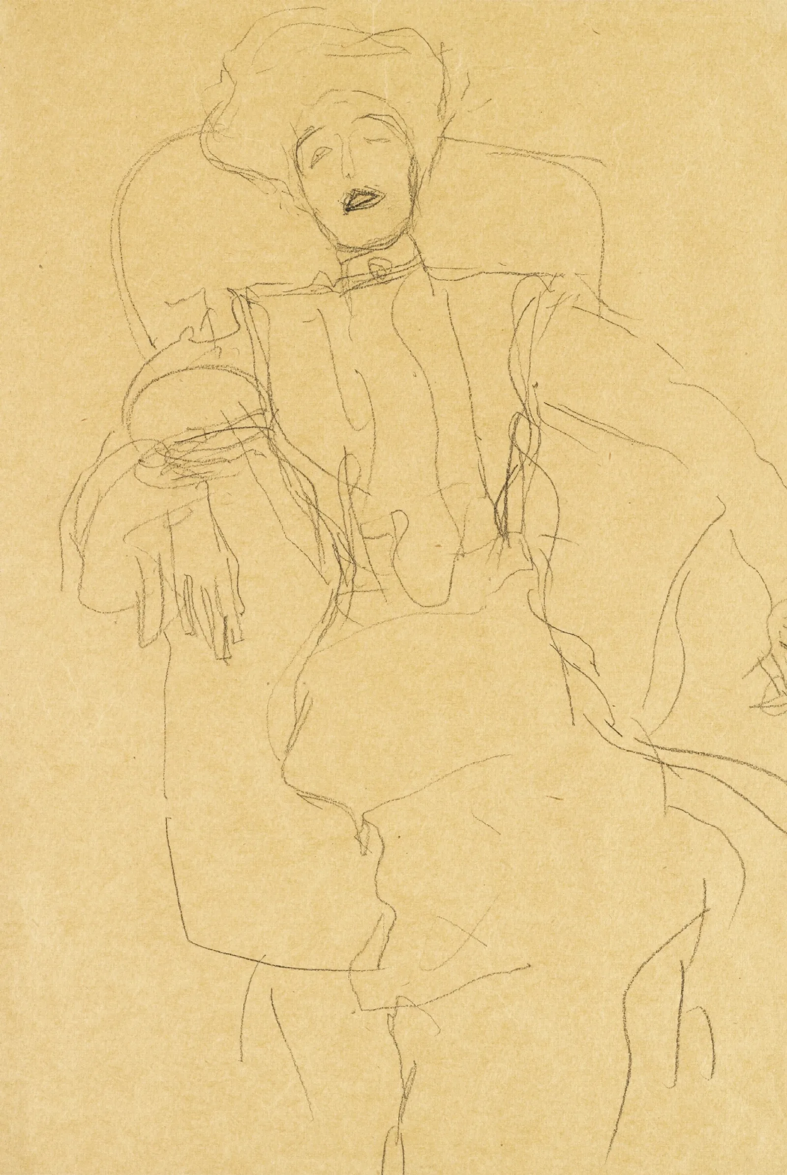 Sitzende Dame Von Vorne Seated Lady Face On Wall Art by Gustav Klimt - Canvas Print