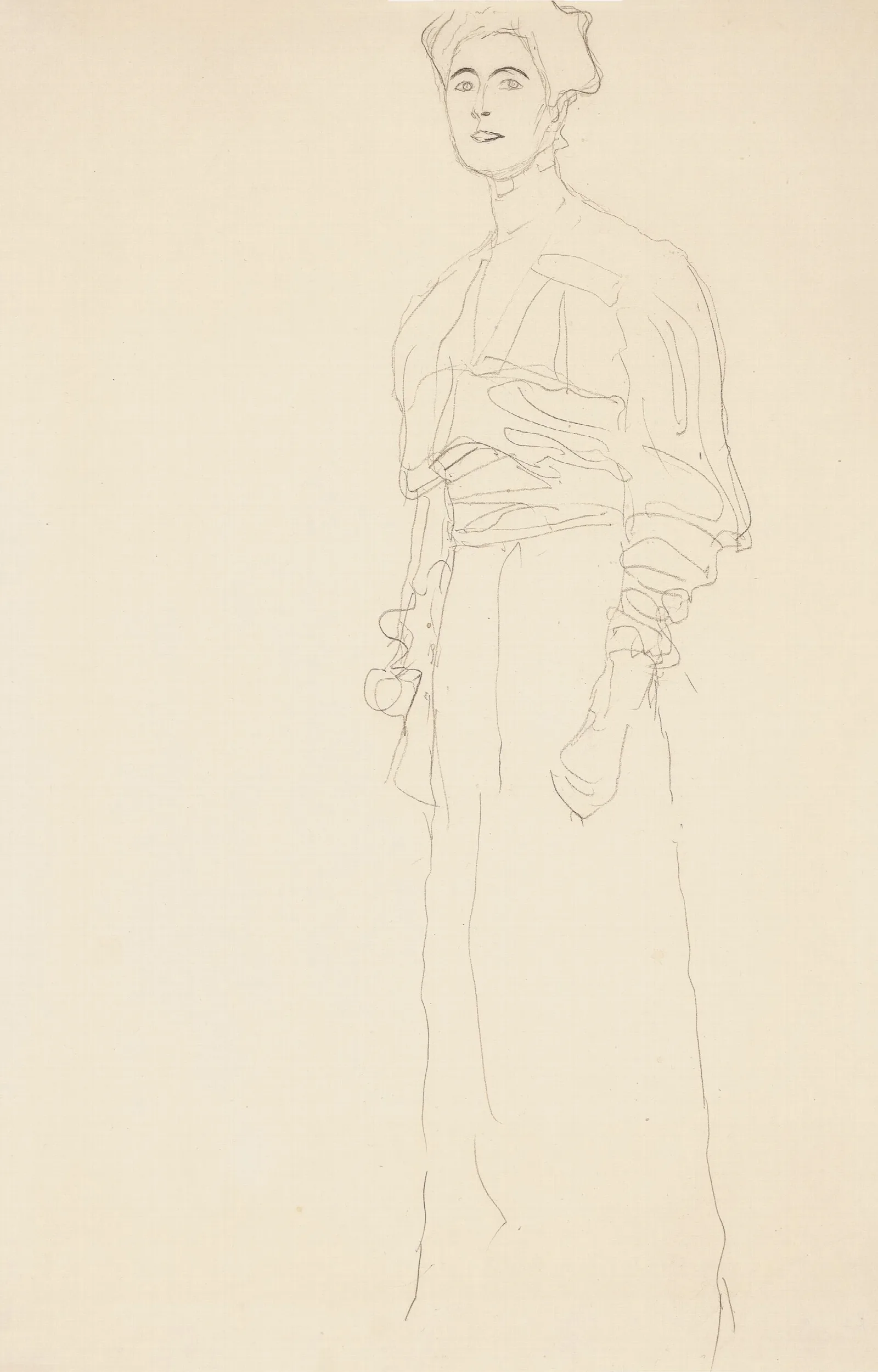 Stehend Nach Links Study For The Portrait Of Margaret Stonborough Wittgenstein Wall Art by Gustav Klimt - Canvas Print