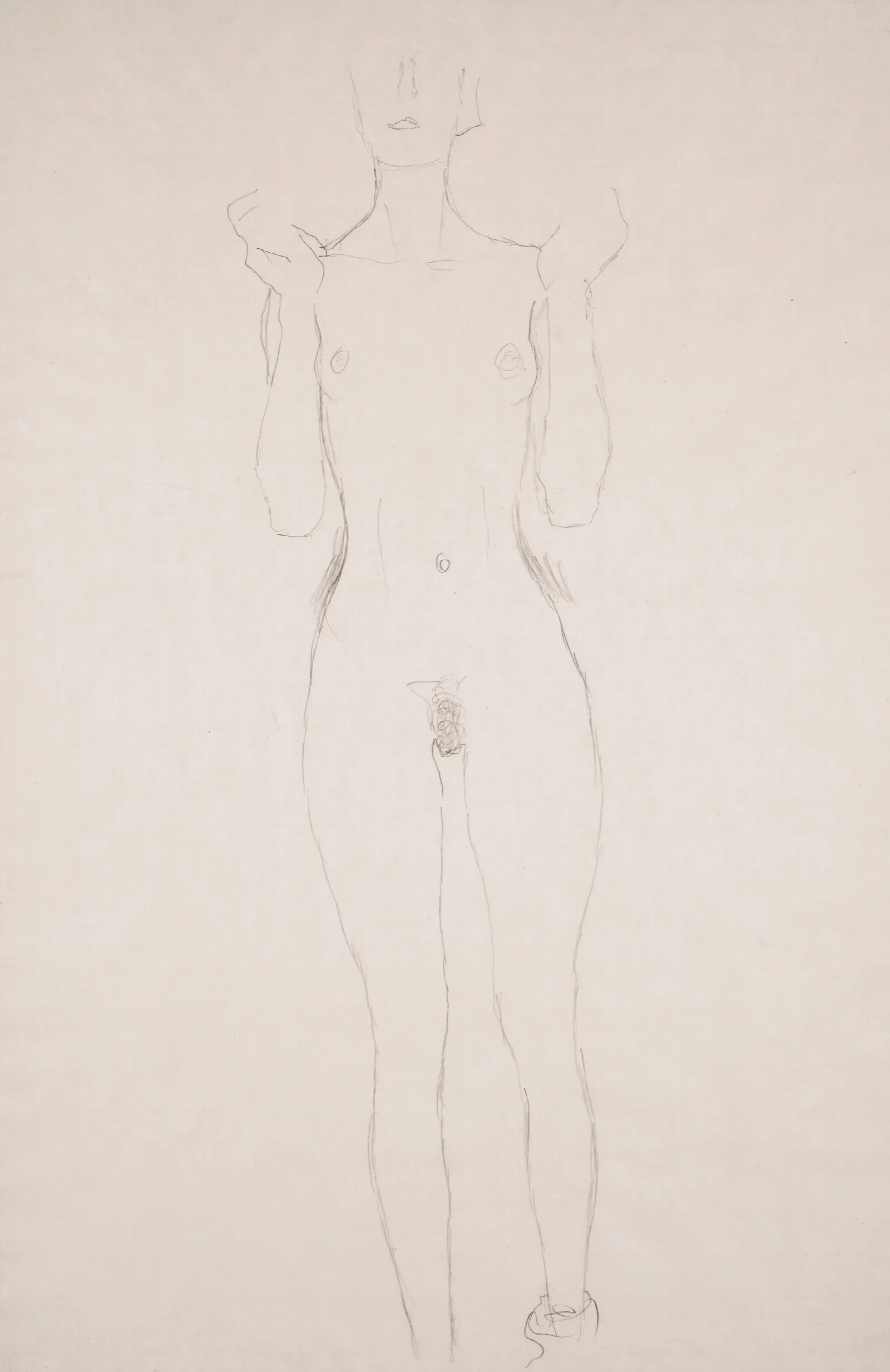 Akt Mit Erhobenen Unterarmen Wall Art by Gustav Klimt - Canvas Print