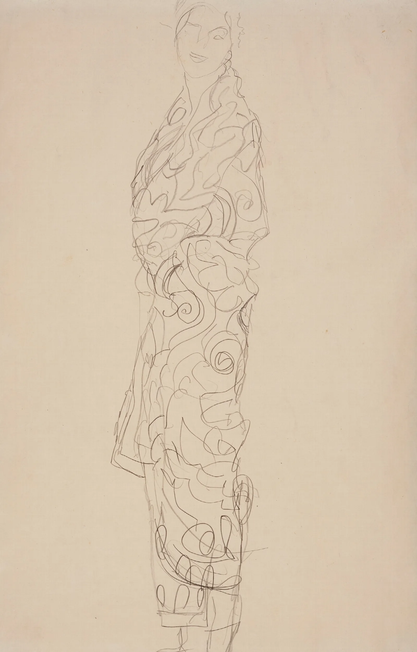 Stehende In Tucher Gehullt Wall Art by Gustav Klimt - Canvas Print