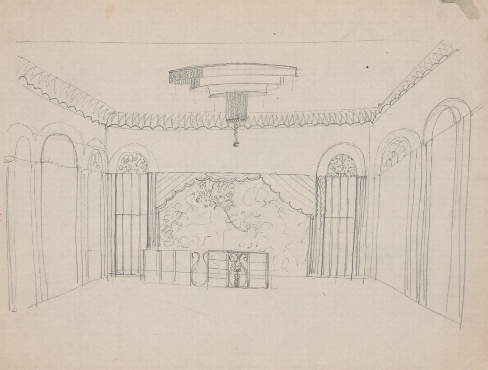 Design For The Lentheric Salon Fifth Ave 58th St Savoy Plaza Hotel New York Ny Perspective Sketch 2 Wall Art by Winold Reiss - Canvas Print