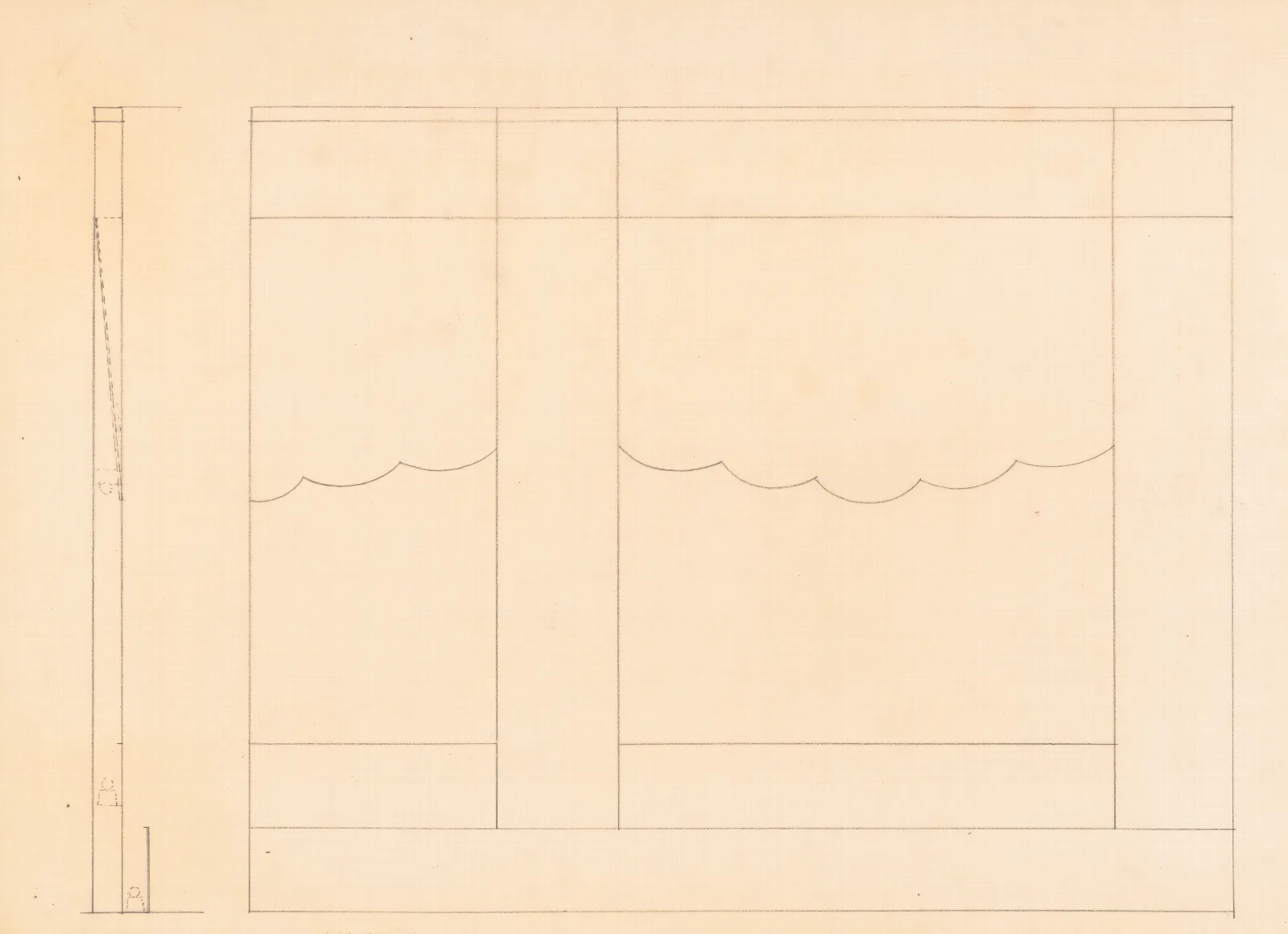 Design For Unidentified Restaurant Possibly Dunhalls Restaurant New York Ny Wall Treatment Sketch 3 Wall Art by Winold Reiss - Canvas Print