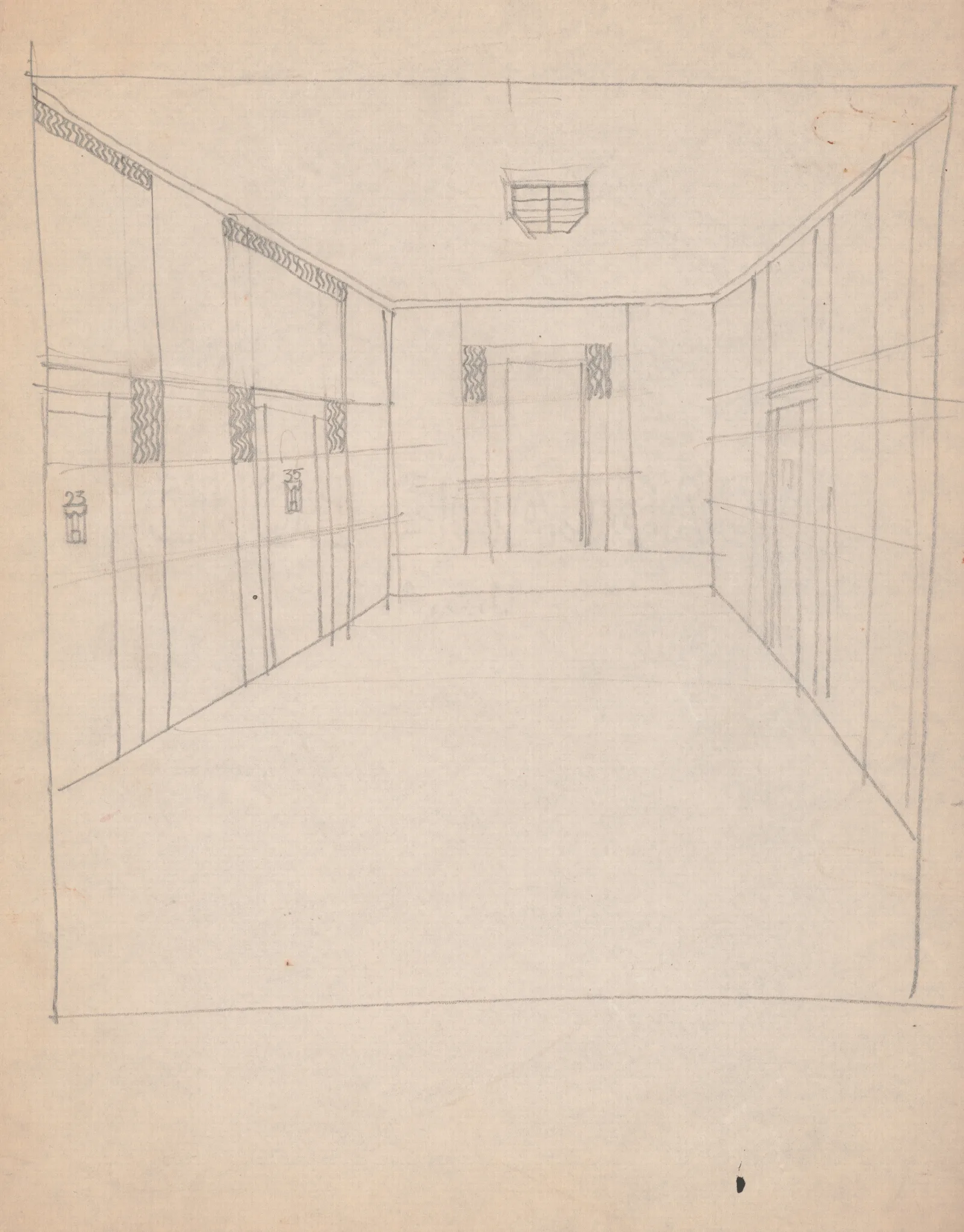 Design Sketches For Hotel Alamac 71st And Broadway New York Ny Plan Of Hallway Wall Art by Winold Reiss - Canvas Print