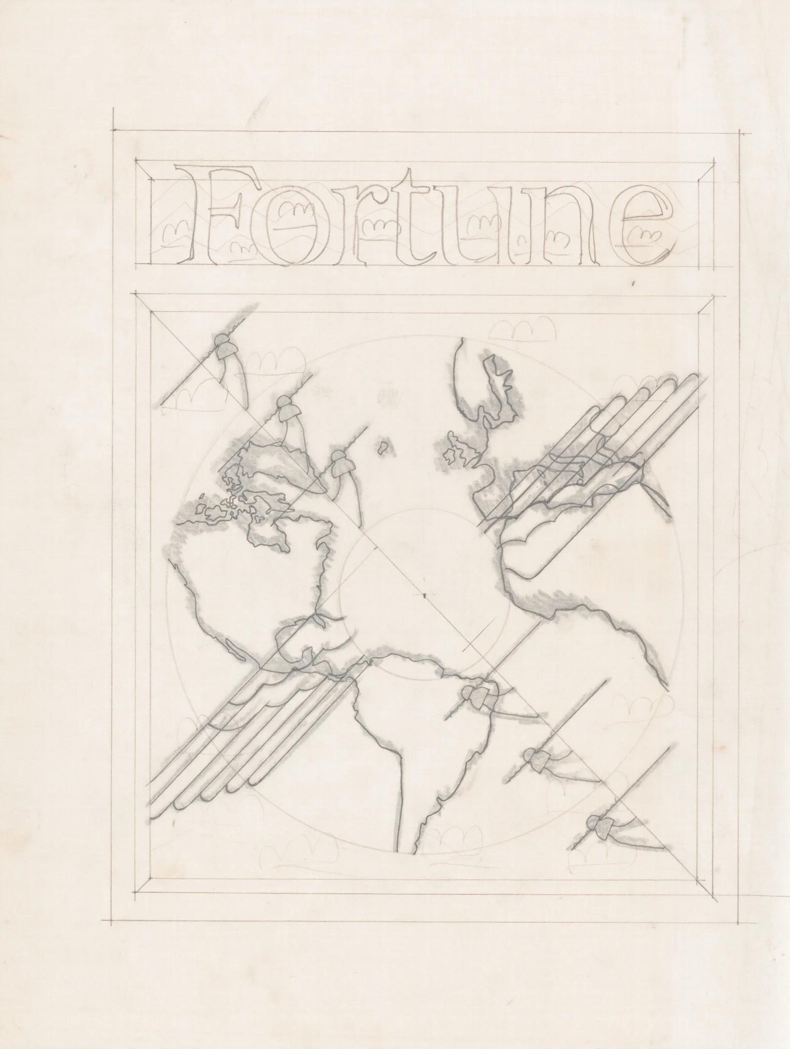 Graphic Designs For Fortune Magazine Study Of Telephone Poles Wall Art by Winold Reiss - Canvas Print