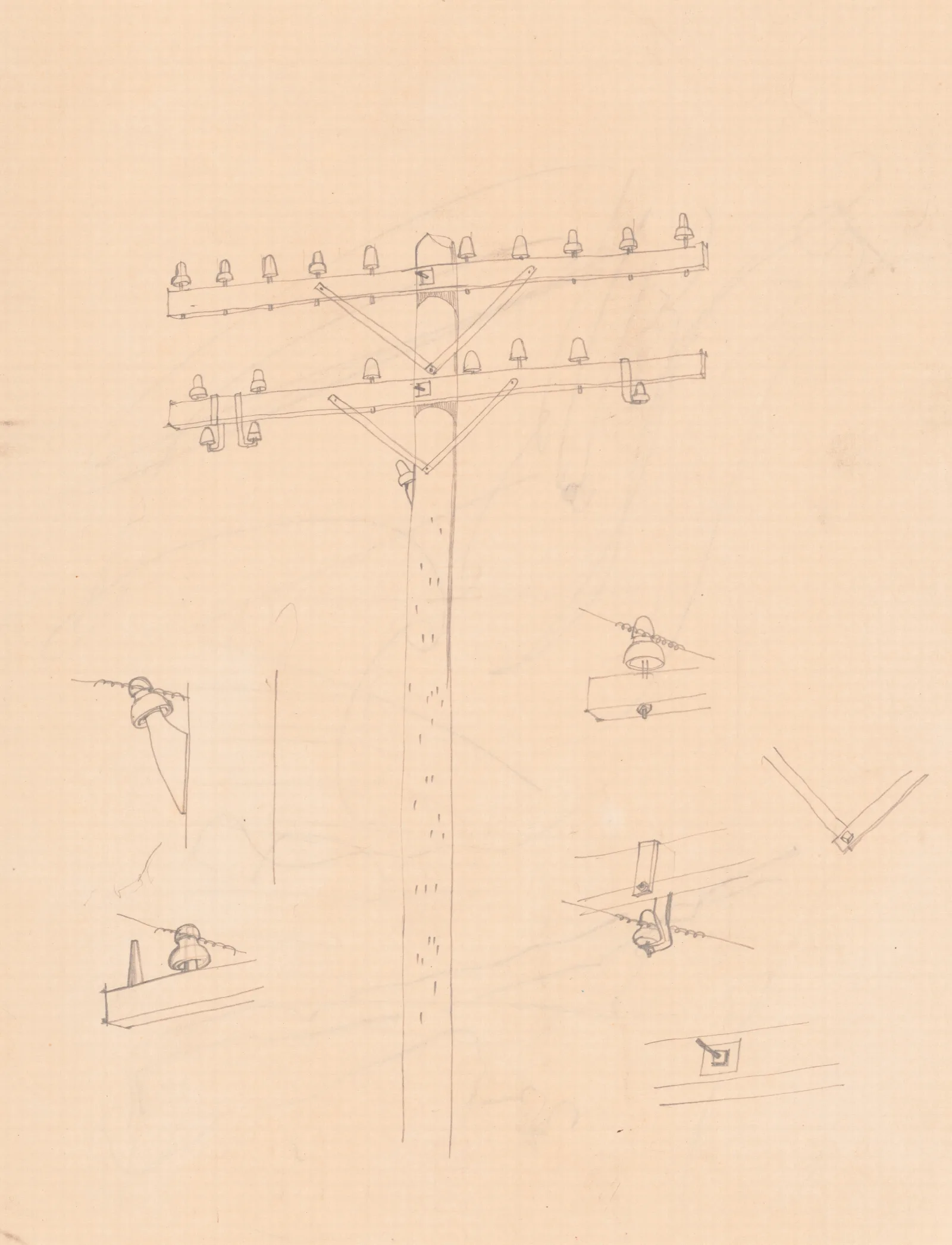 Graphic Designs For Fortune Magazine Study Of Telephone Poles 3 Wall Art by Winold Reiss - Canvas Print