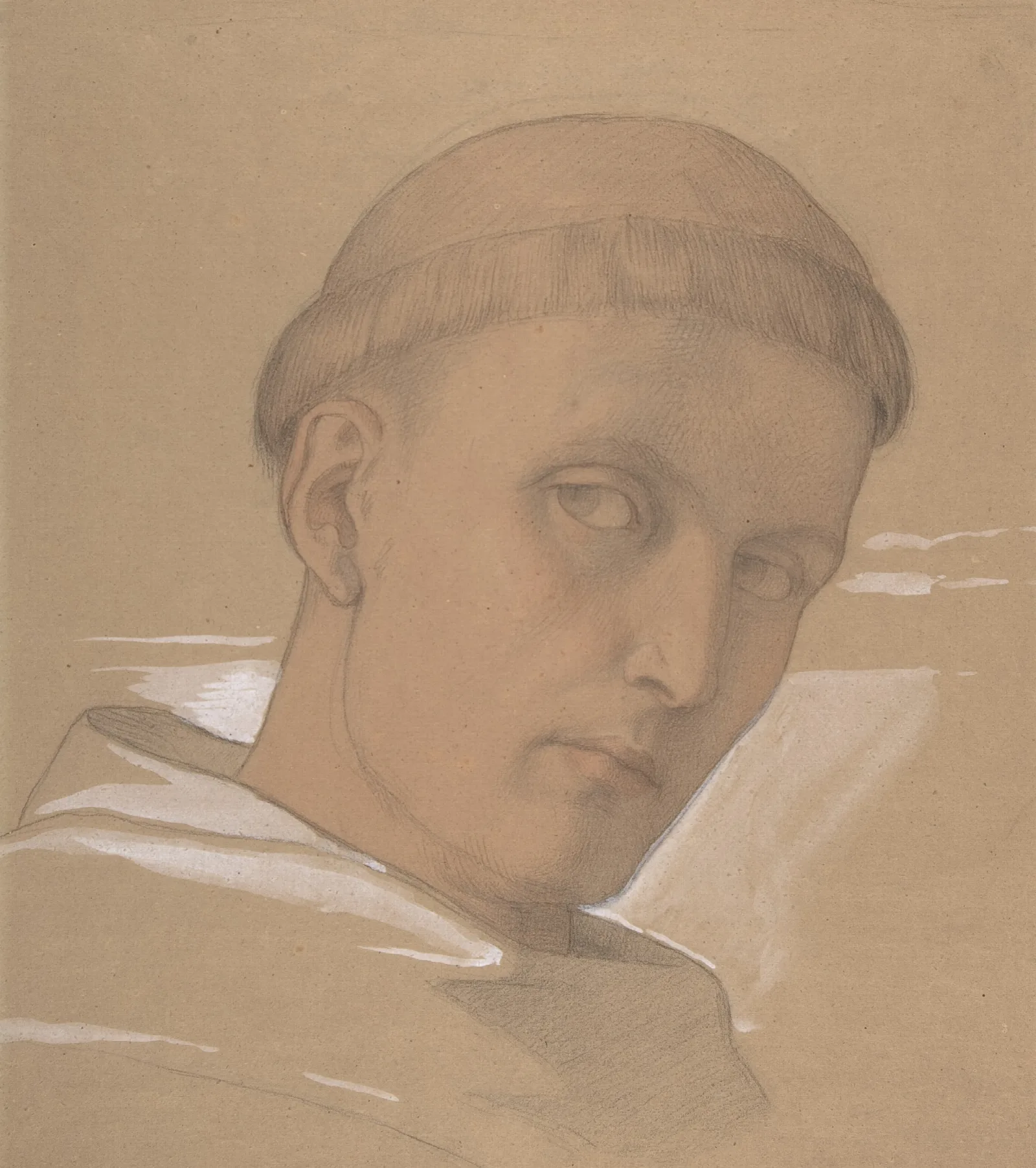 Study Of The Head Of St Augustine For The Painting Of The Madonna And Child With Saint Augustine And Bonifacius Wall Art by Eduard von Steinle - Canvas Print