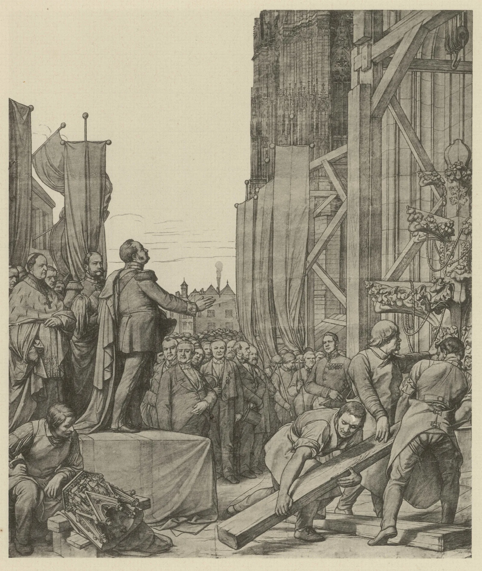 Die Neueste Zeit Aufsetzung Der Kreuzblume Wall Art by Eduard von Steinle - Canvas Print
