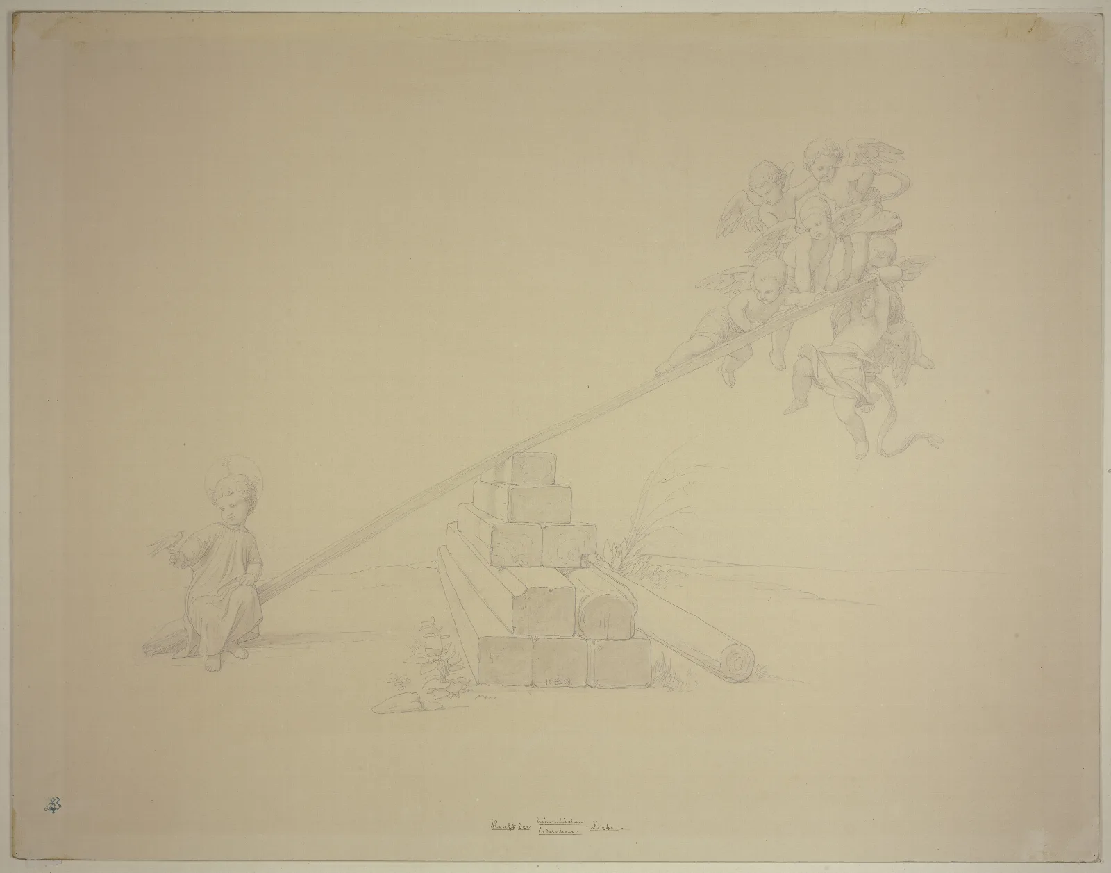 Das Jesuskind Und Die Engel Auf Dem Wagebalken Kraft Der Himmlischen Und Der Irdischen Liebe Erste Komposition 2 Wall Art by Eduard von Steinle - Canvas Print