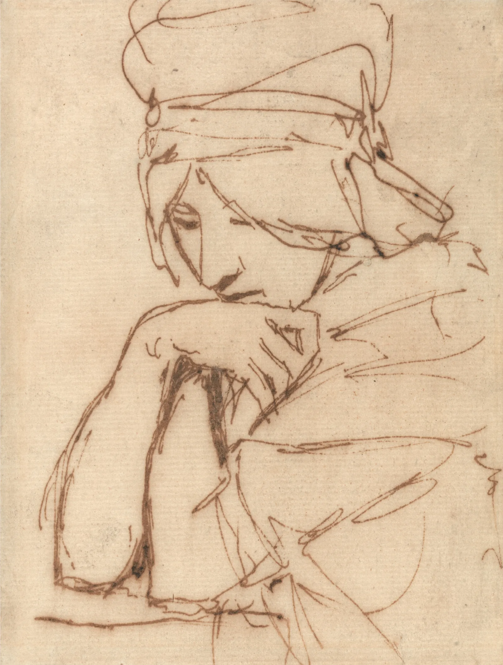 A Pensive Lady Wall Art by George Romney - Canvas Print