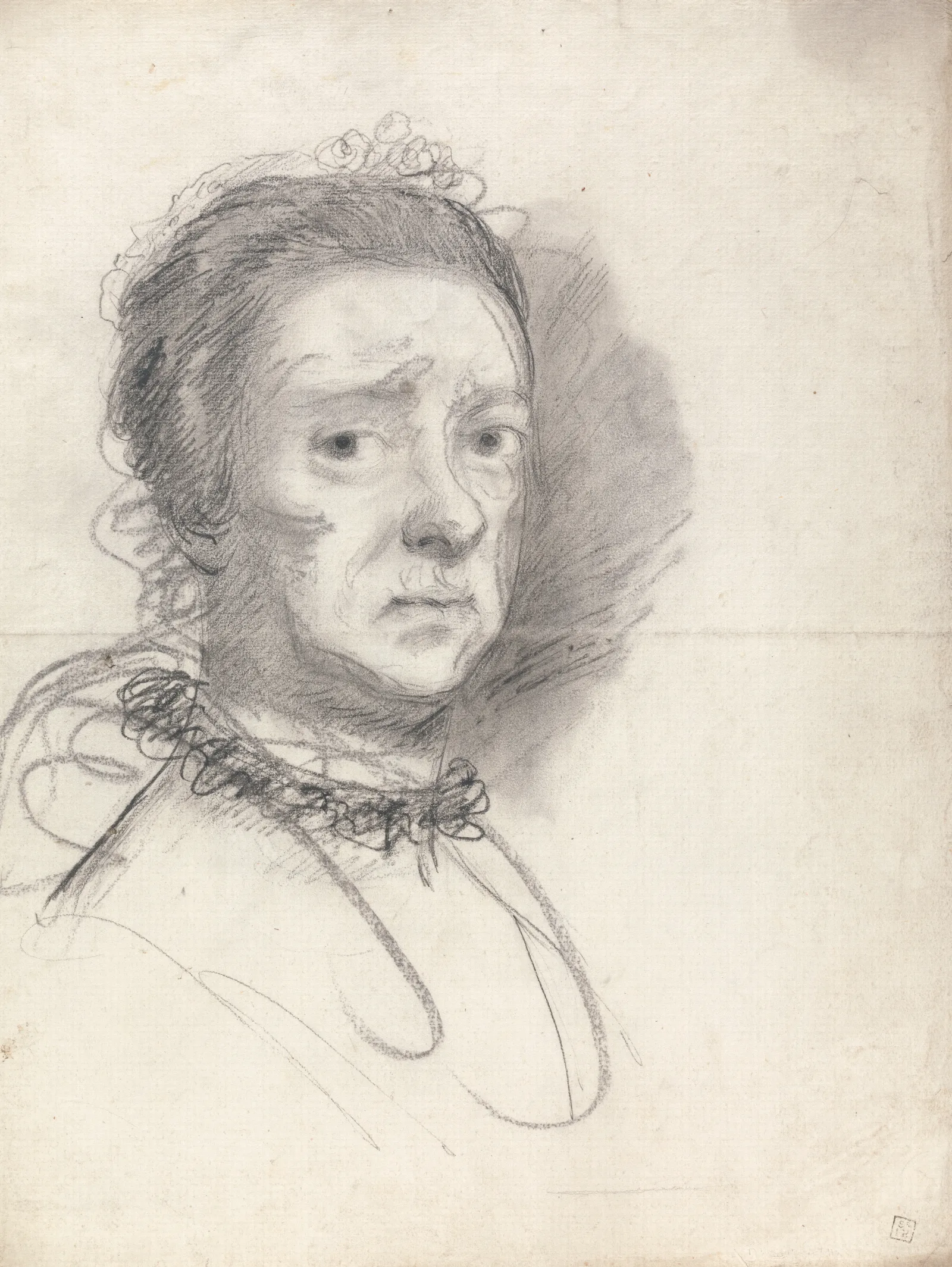 Head Of An Elderly Lady Studies From Raphaels Disputation Wall Art by Sir Joshua Reynolds - Canvas Print