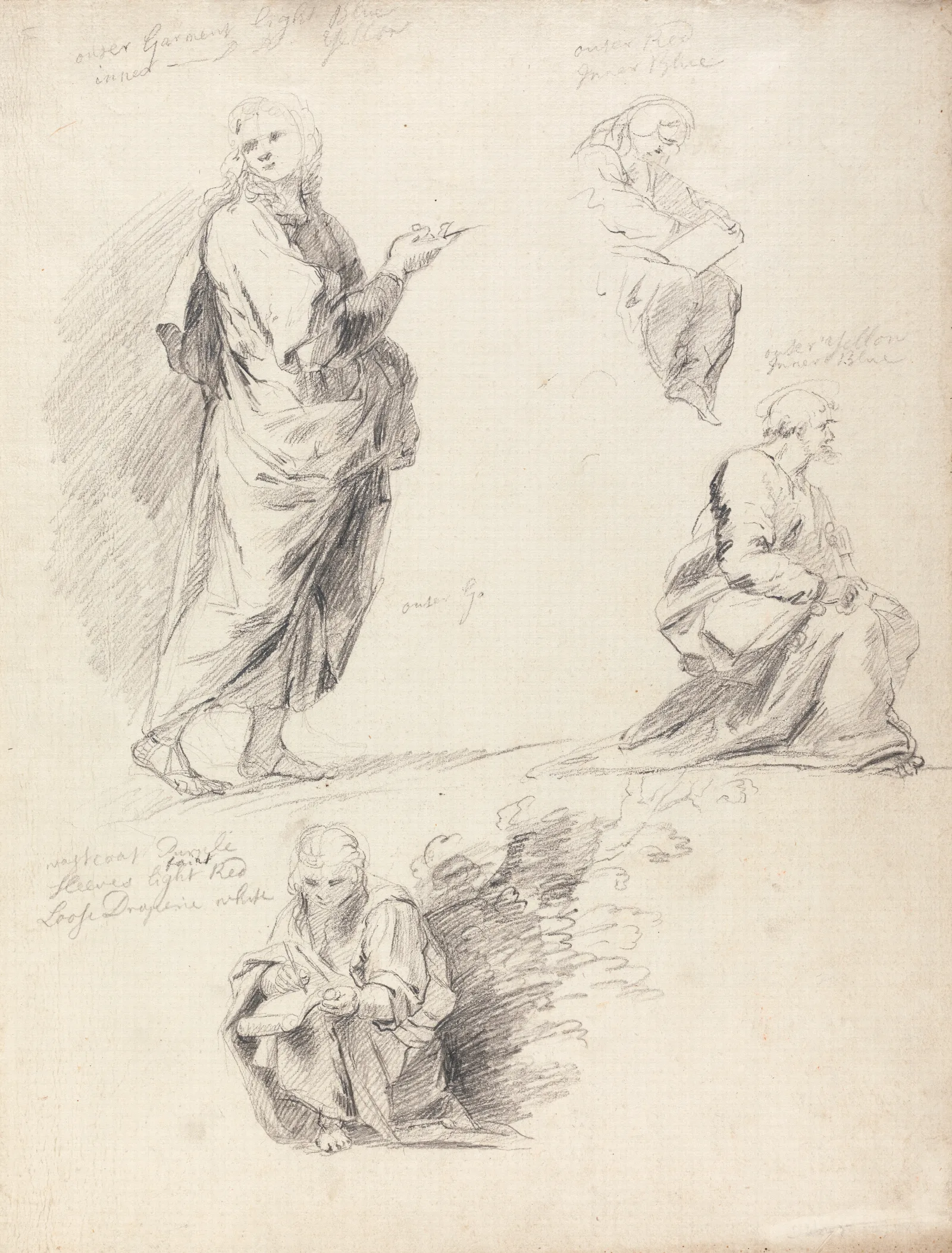 Sheet Of Figure Studies From Raphaels Disputation With Separate Sheet Bearing Inscription Wall Art by Sir Joshua Reynolds - Canvas Print