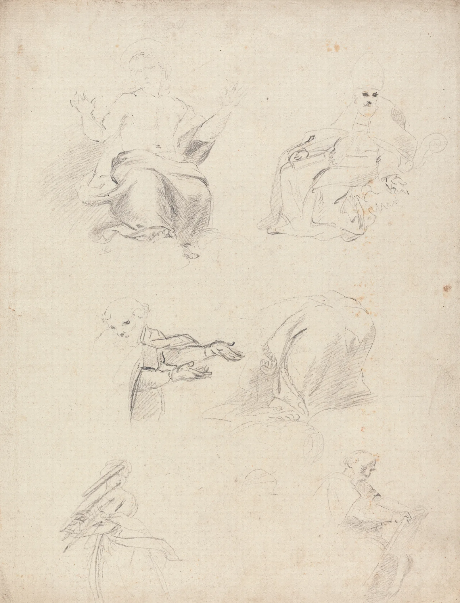 Sheet Of Figure Studies From Raphaels Disputation 2 Wall Art by Sir Joshua Reynolds - Canvas Print