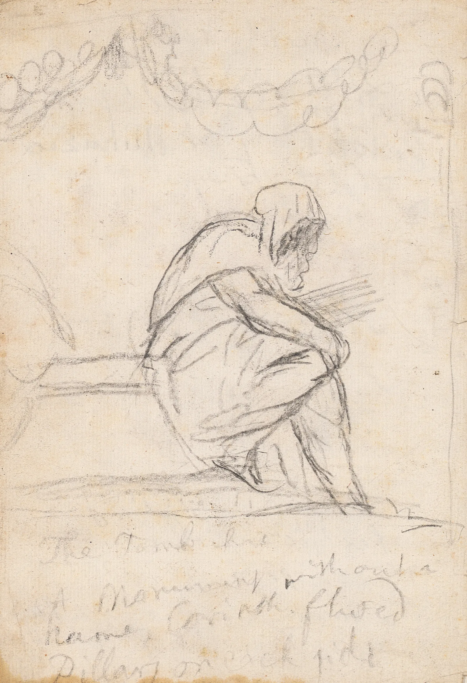 Hooded Figure Seated Wall Art by Sir Joshua Reynolds - Canvas Print