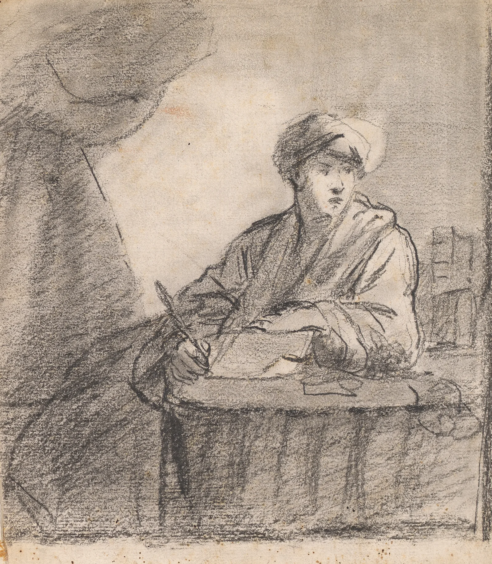 Seated Man At Table Wall Art by Sir Joshua Reynolds - Canvas Print