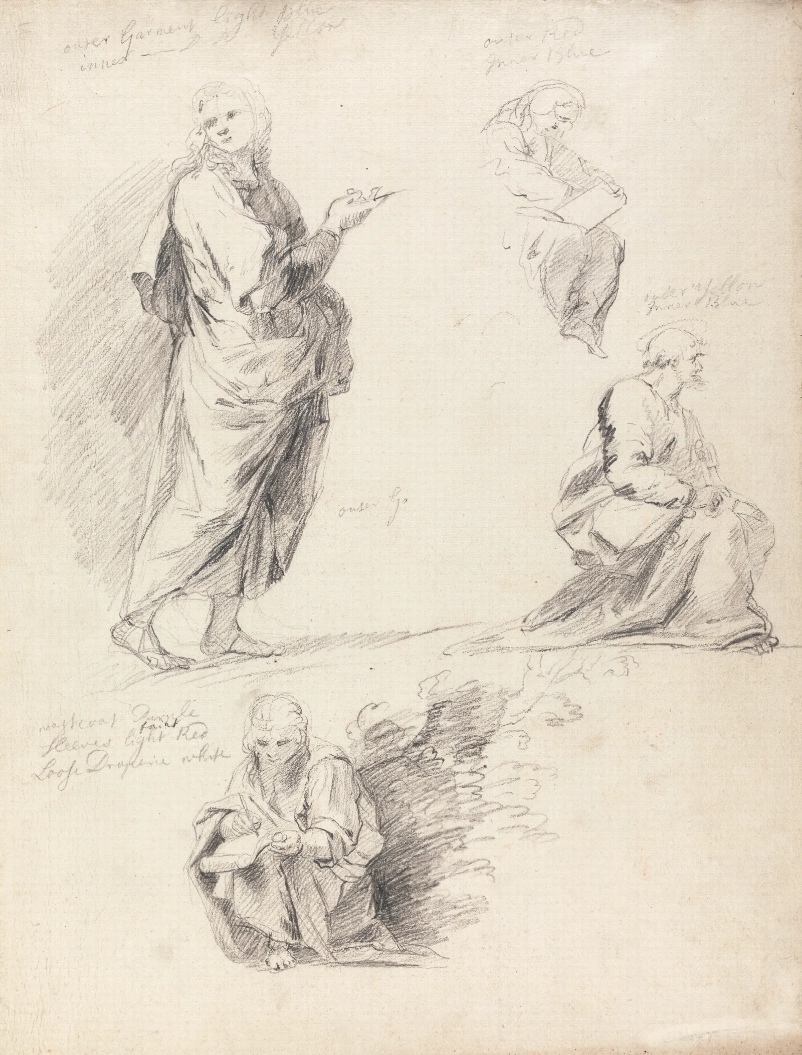 Sheet Of Figure Studies From Raphaels Disputation 3 Wall Art by Sir Joshua Reynolds - Canvas Print