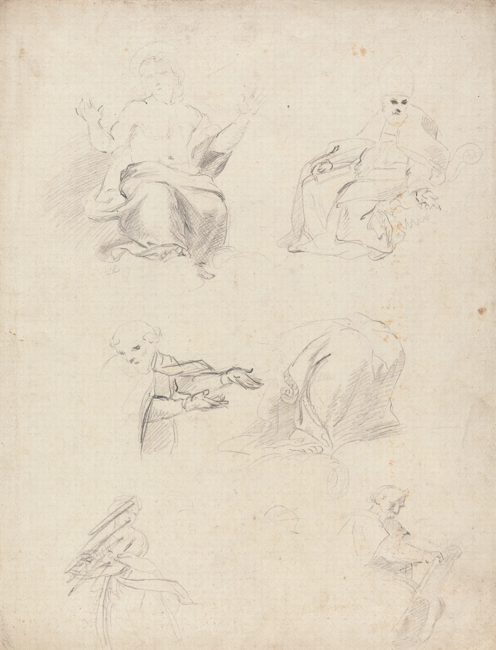 Sheet Of Figure Studies From Raphaels Disputation 4 Wall Art by Sir Joshua Reynolds - Canvas Print