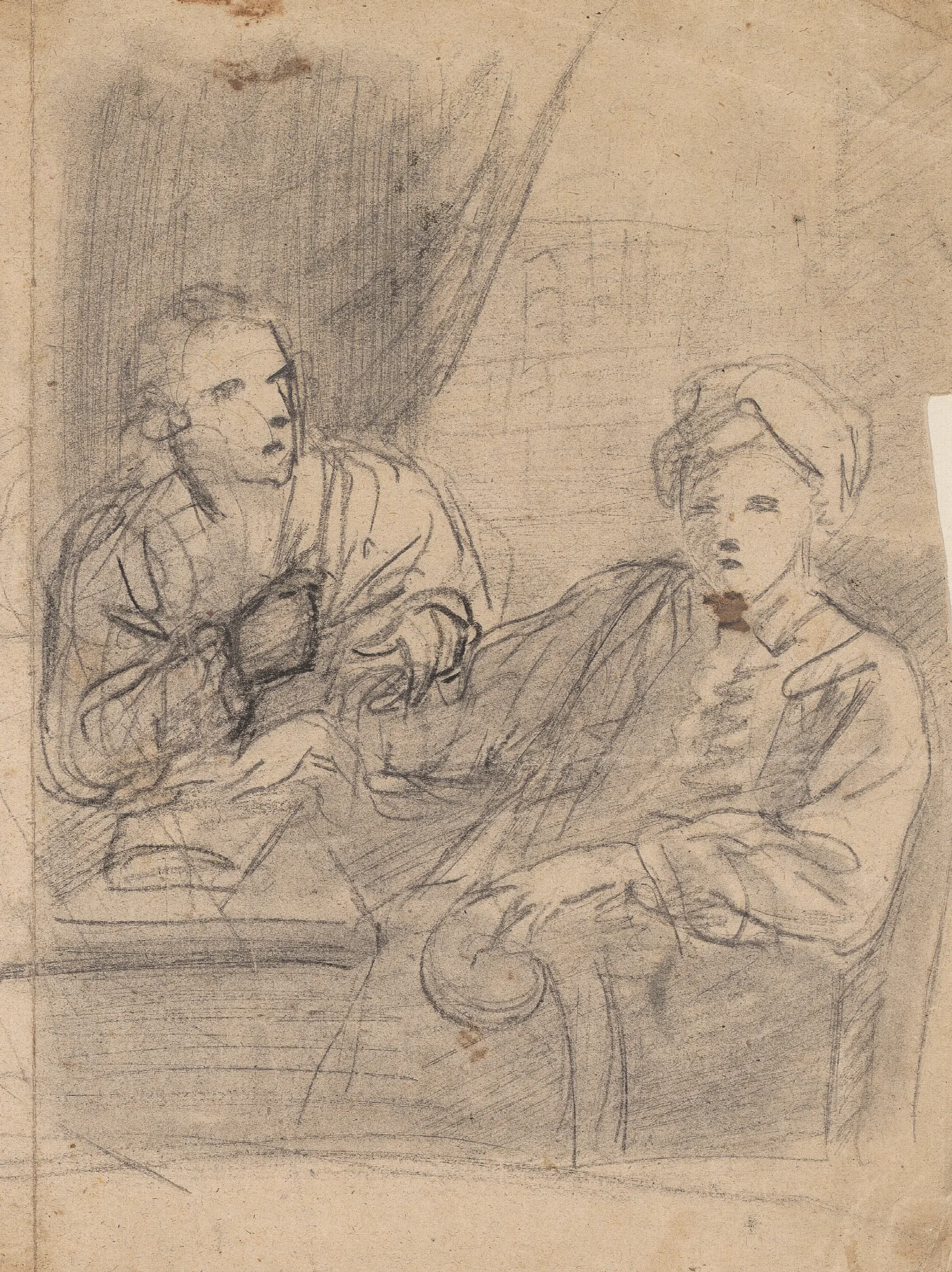 Two Men Seated Wall Art by Sir Joshua Reynolds - Canvas Print