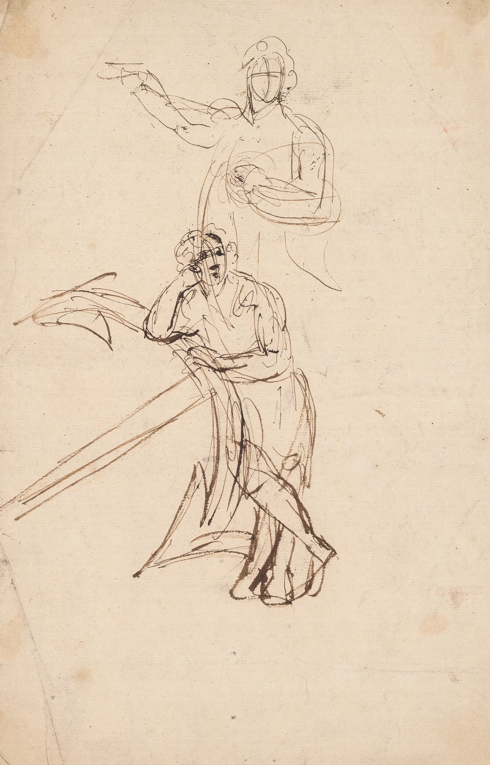 Two Sketches Of Man Wall Art by Sir Joshua Reynolds - Canvas Print