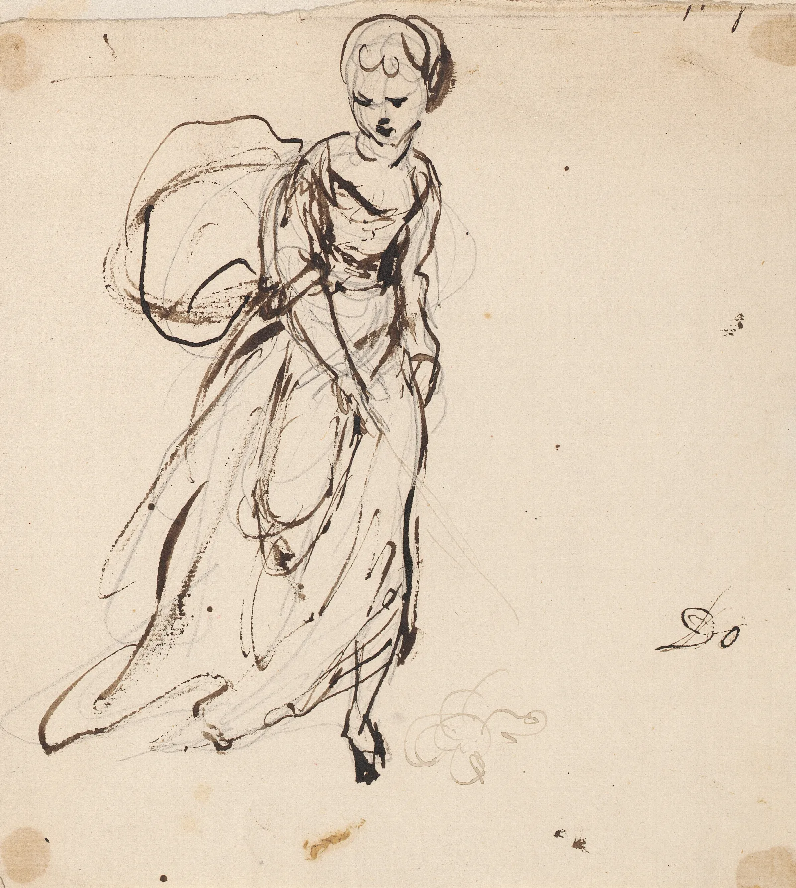 Woman In Long Dress Wall Art by Sir Joshua Reynolds - Canvas Print