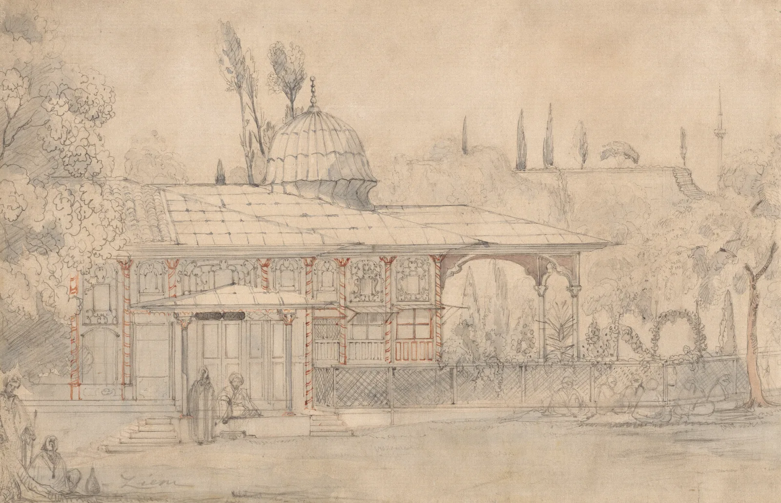 Pavilion Near A Mosque Recto Wall Art by Félix Ziem - Canvas Print