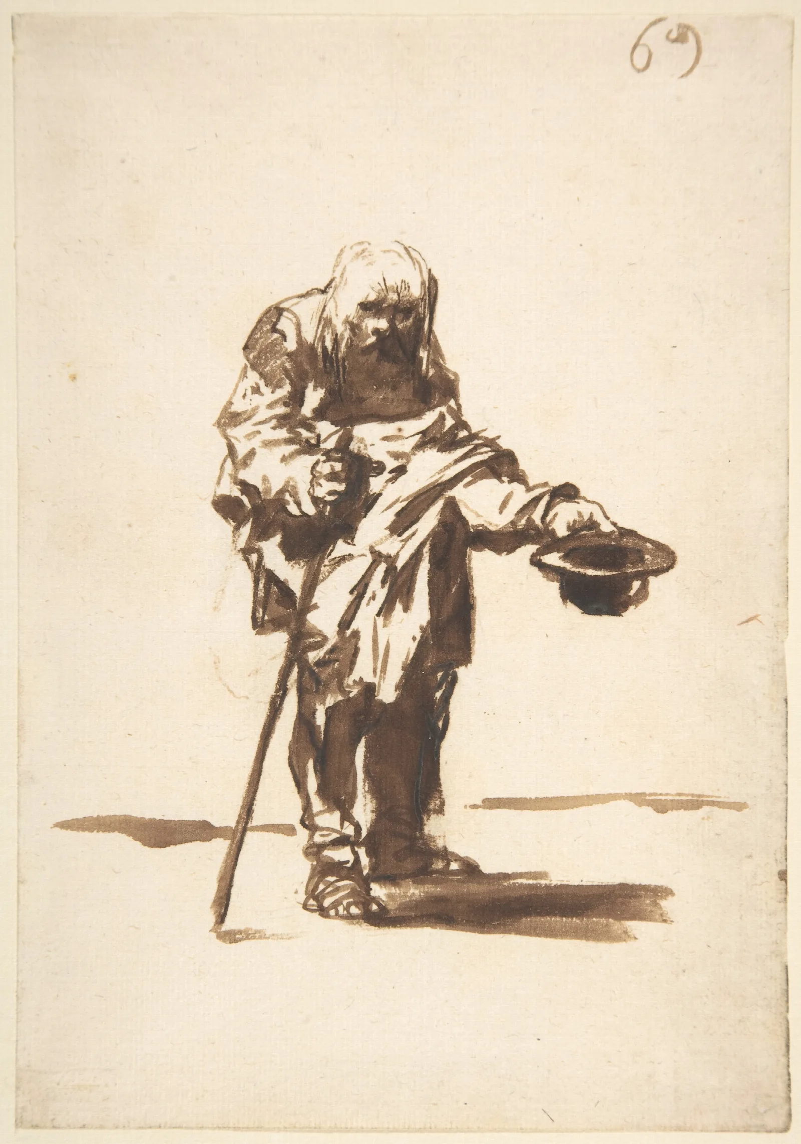 Beggar With A Staff In His Right Hand Wall Art by Francisco de Goya - Canvas Print