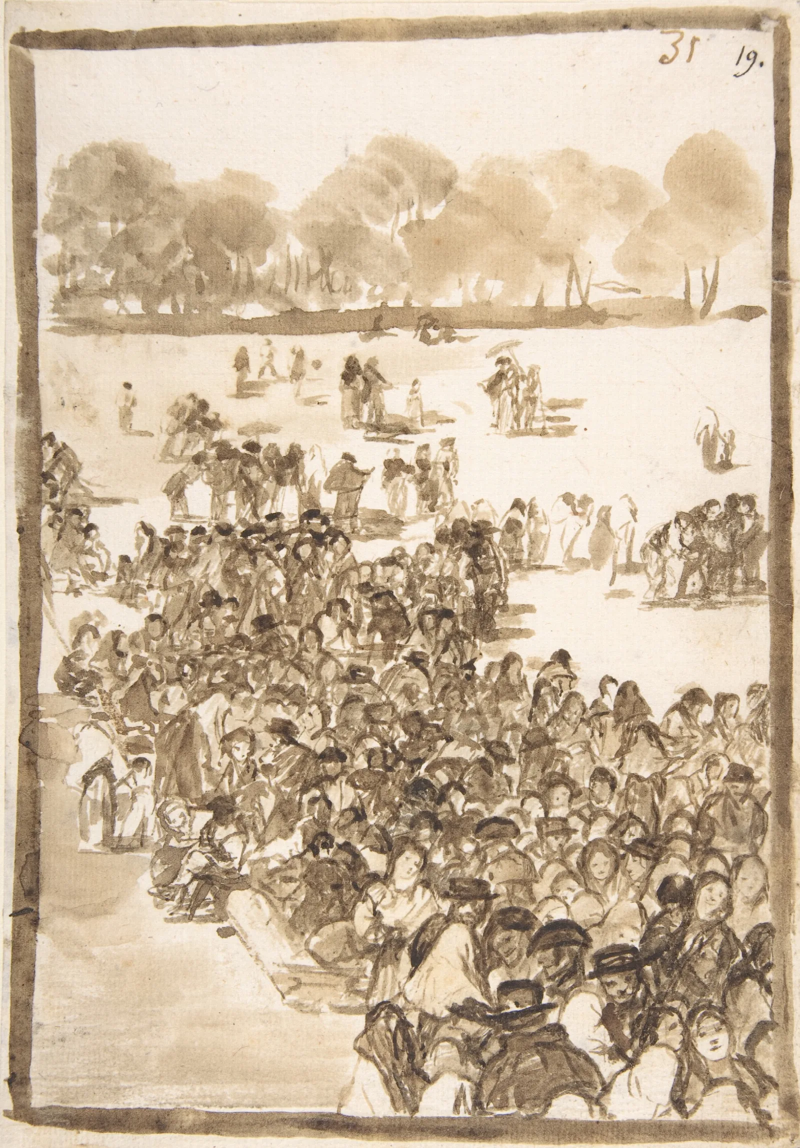 Crowd In A Park Wall Art by Francisco de Goya - Canvas Print
