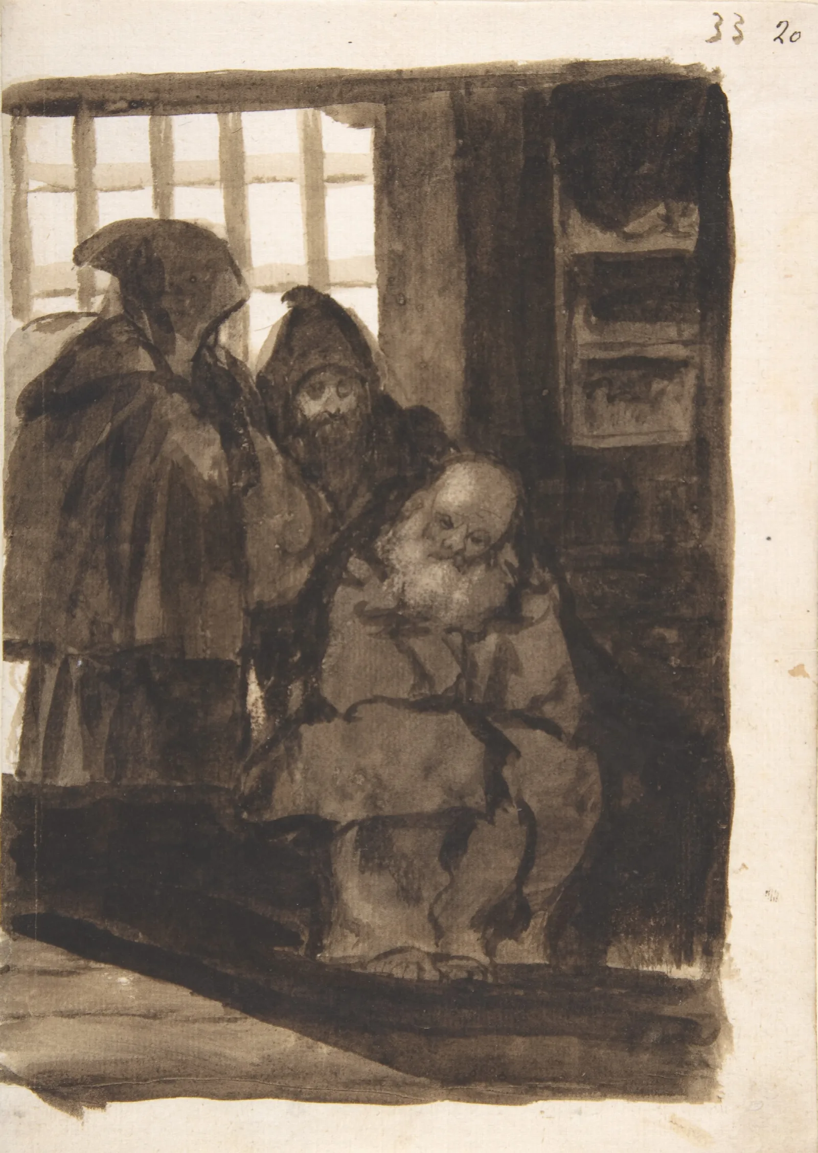Monks In An Interior Wall Art by Francisco de Goya - Canvas Print