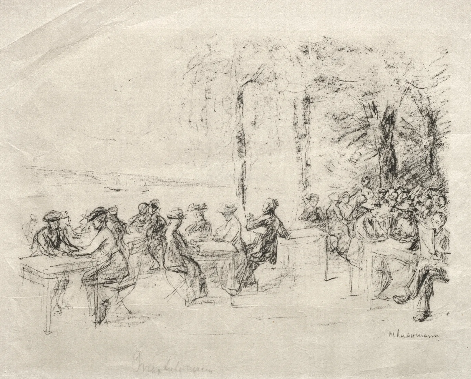 Cafe On The Havel Wall Art by Max Liebermann - Canvas Print