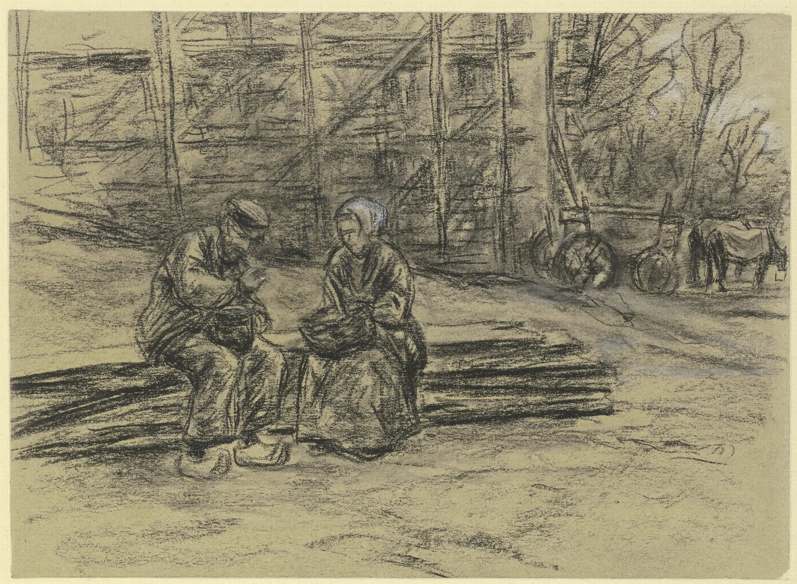Arbeiter Sein Mittagbrot Verzehrend Wall Art by Max Liebermann - Canvas Print