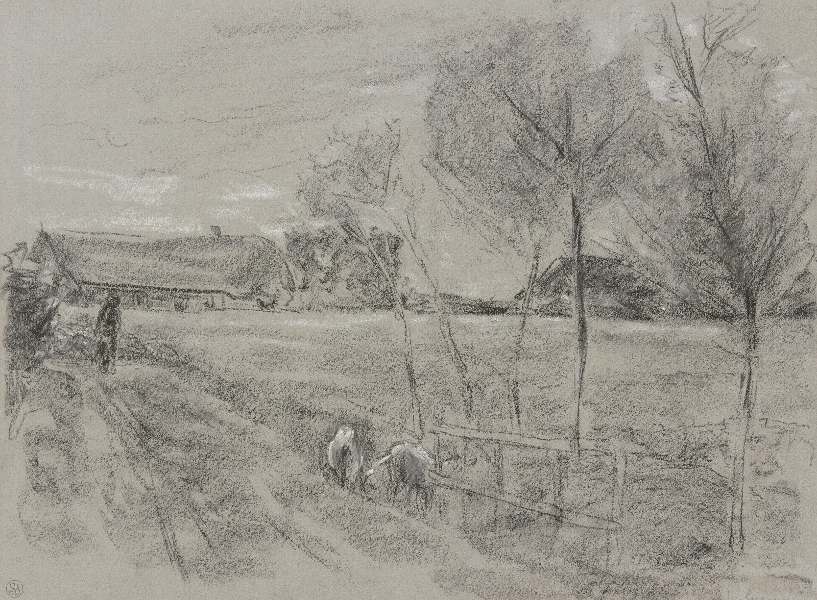 Landweg In Holland Vorne Zwei Ziegen Wall Art by Max Liebermann - Canvas Print