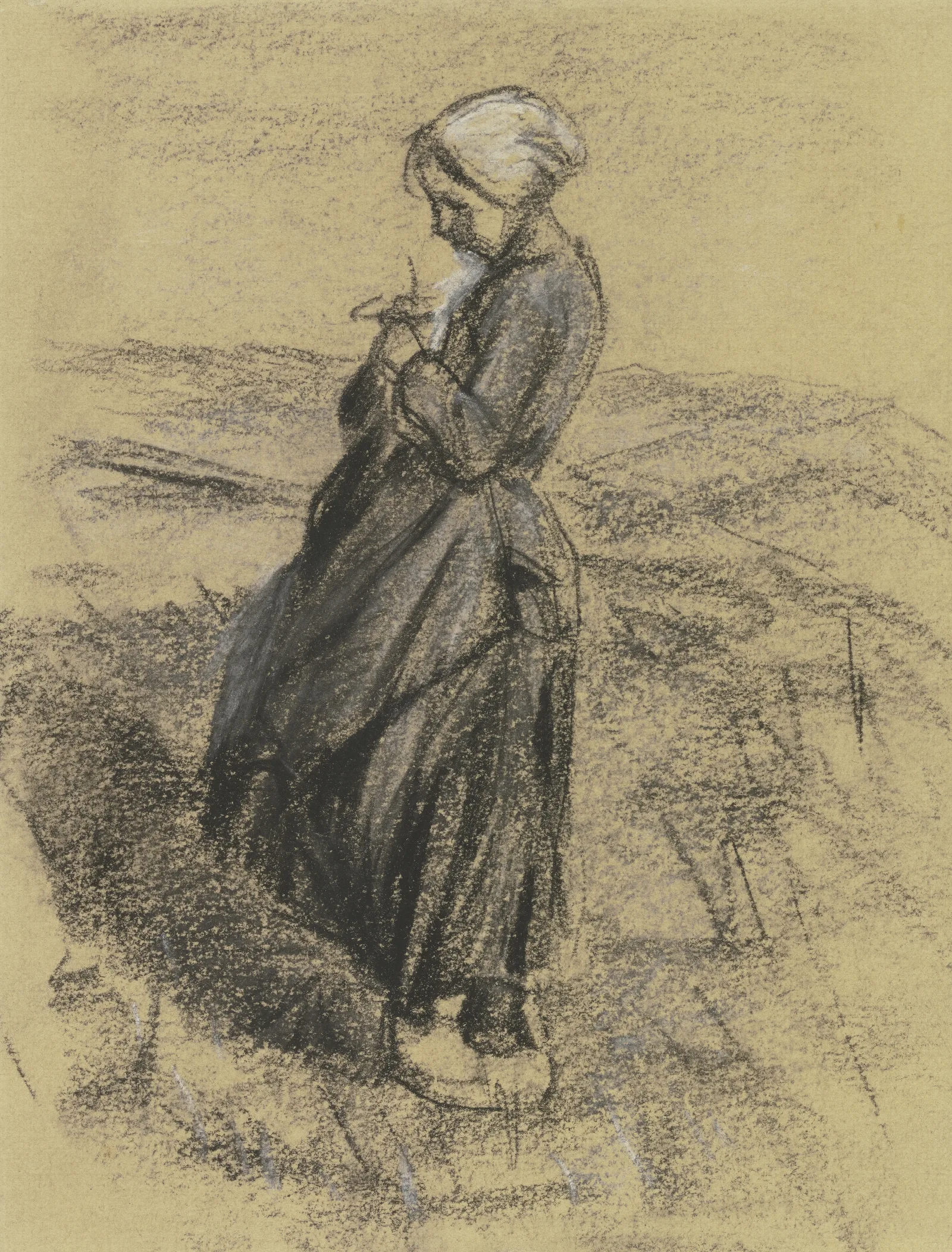 Madchen Auf Dem Felde Strickend Wall Art by Max Liebermann - Canvas Print