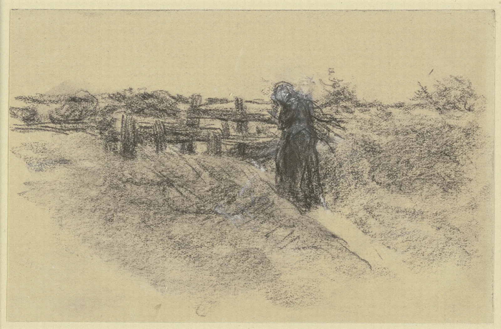 Woman With A Bundle Of Brushwood Wall Art by Max Liebermann - Canvas Print