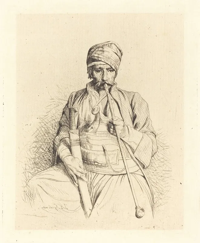 Seated Arab With Pipe Wall Art by Jean-Léon Gérôme - Canvas Print